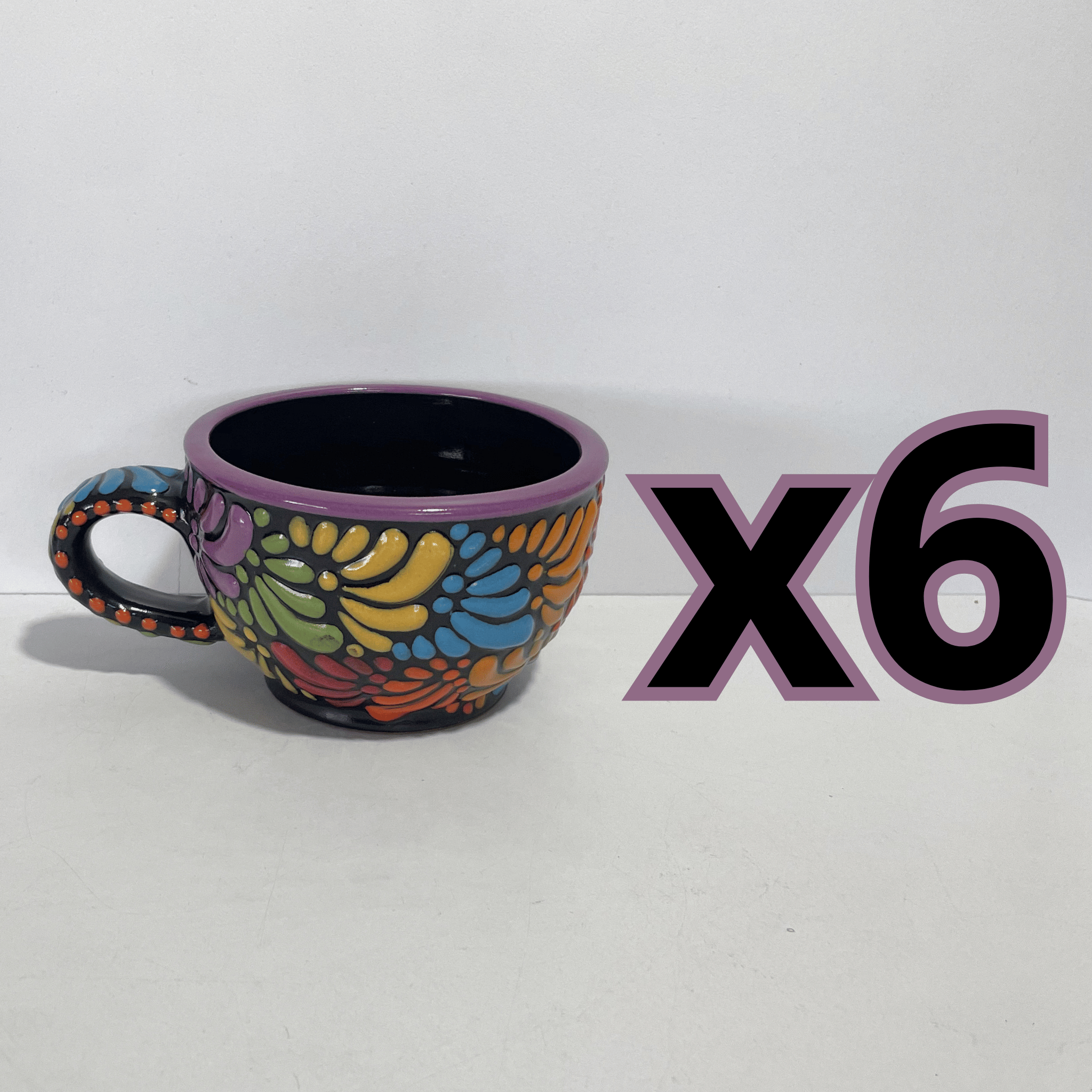 TAZA 300 ML FONDO NEGRO MIK MULTICOLOR