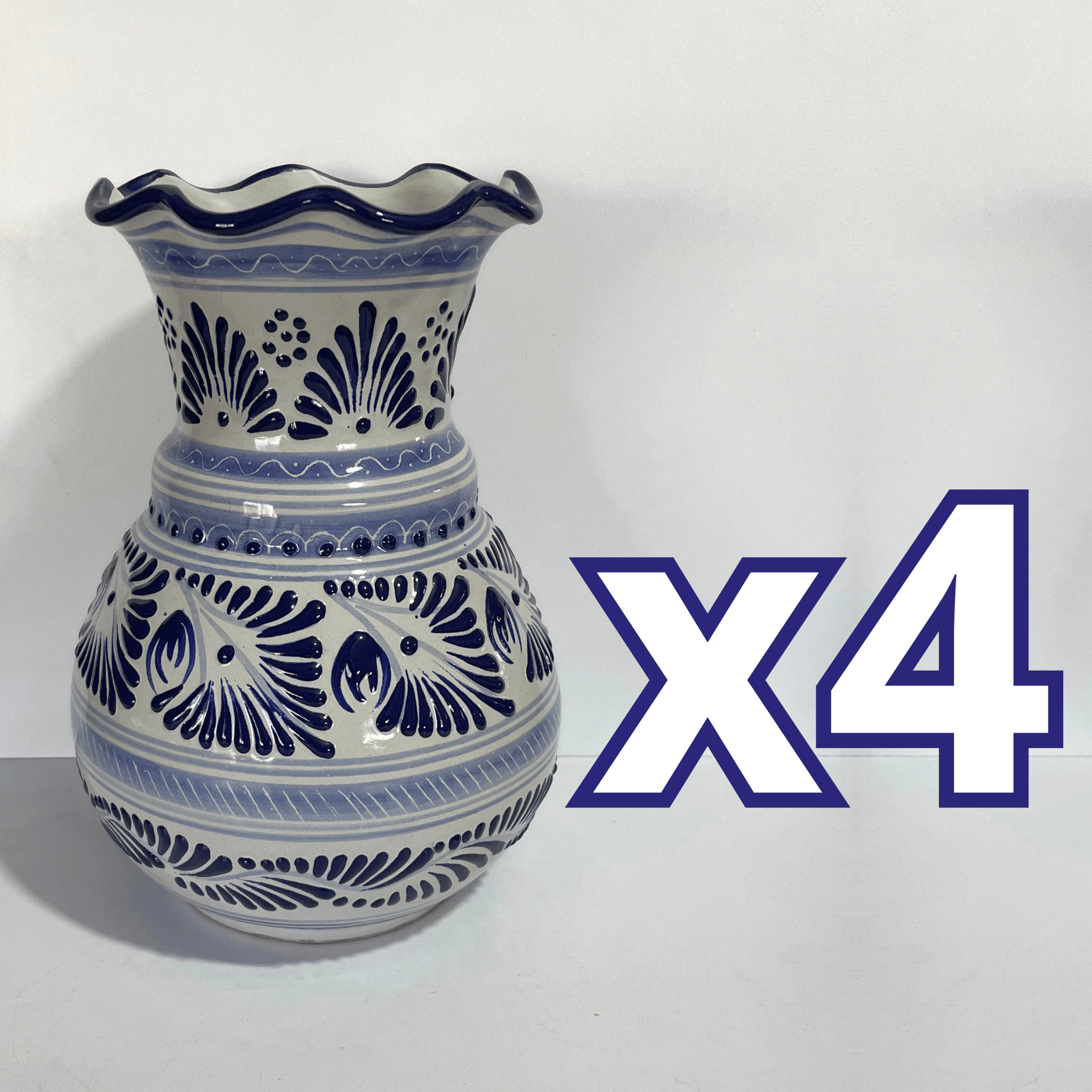 FLORERO ONDAS 25 CM FONDO TRADICIONAL CENEFA AZUL COBALTO