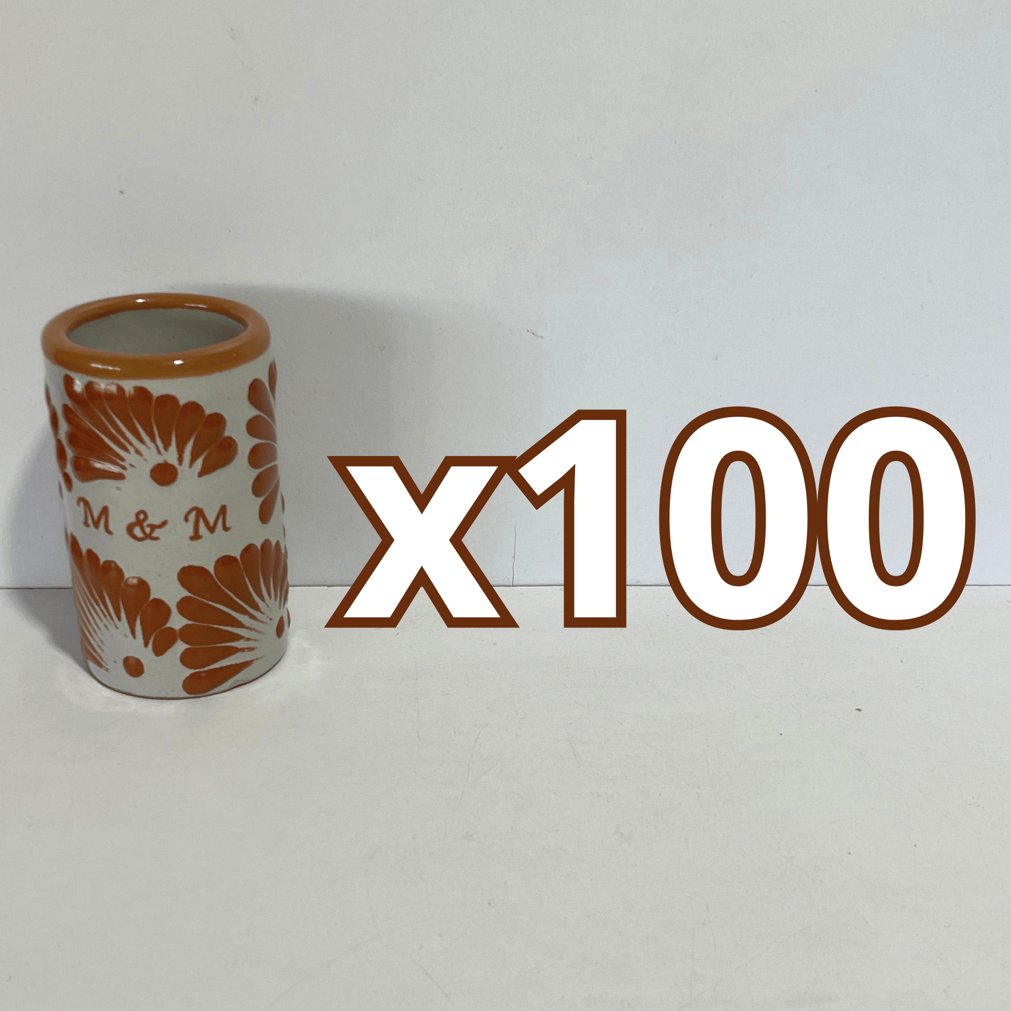 TEQUILERO PERSONALIZADO FONDO TRADICIONAL DECORADO TERRACOTA INICIALES