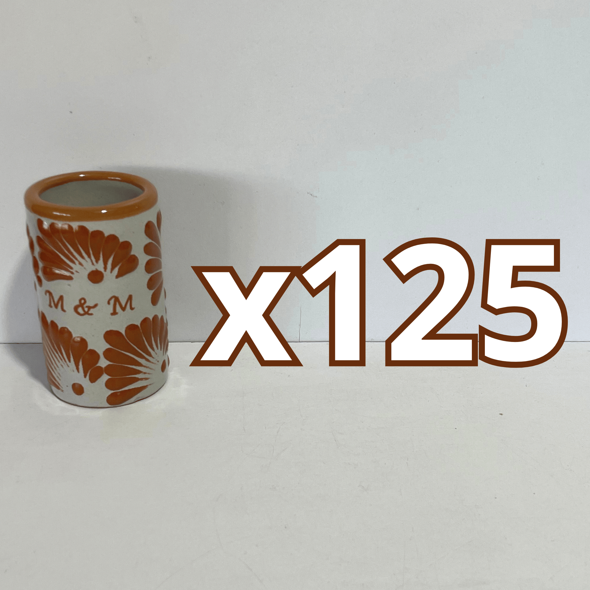 TEQUILERO PERSONALIZADO FONDO TRADICIONAL DECORADO TERRACOTA INICIALES
