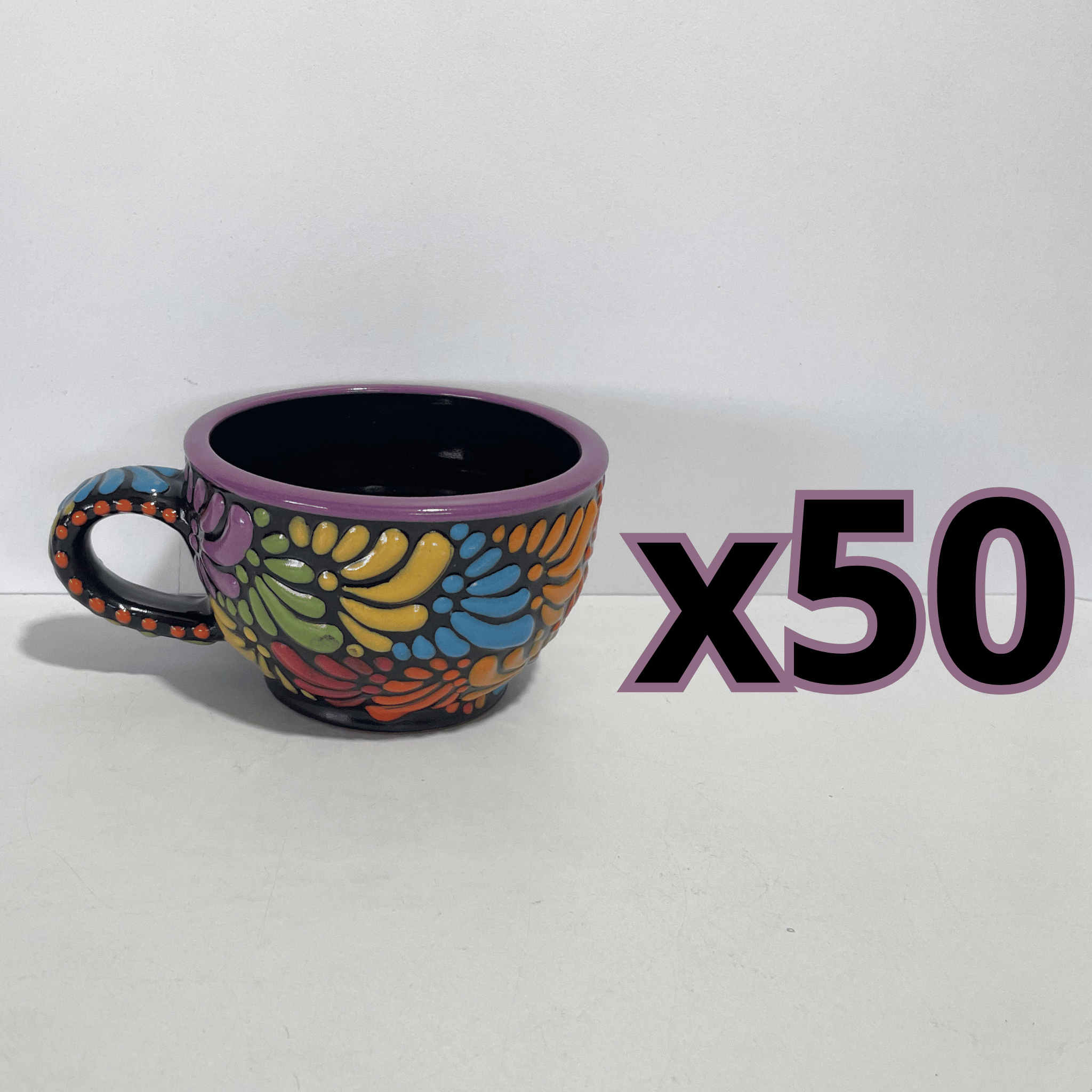 TAZA 300 ML FONDO NEGRO MIK MULTICOLOR