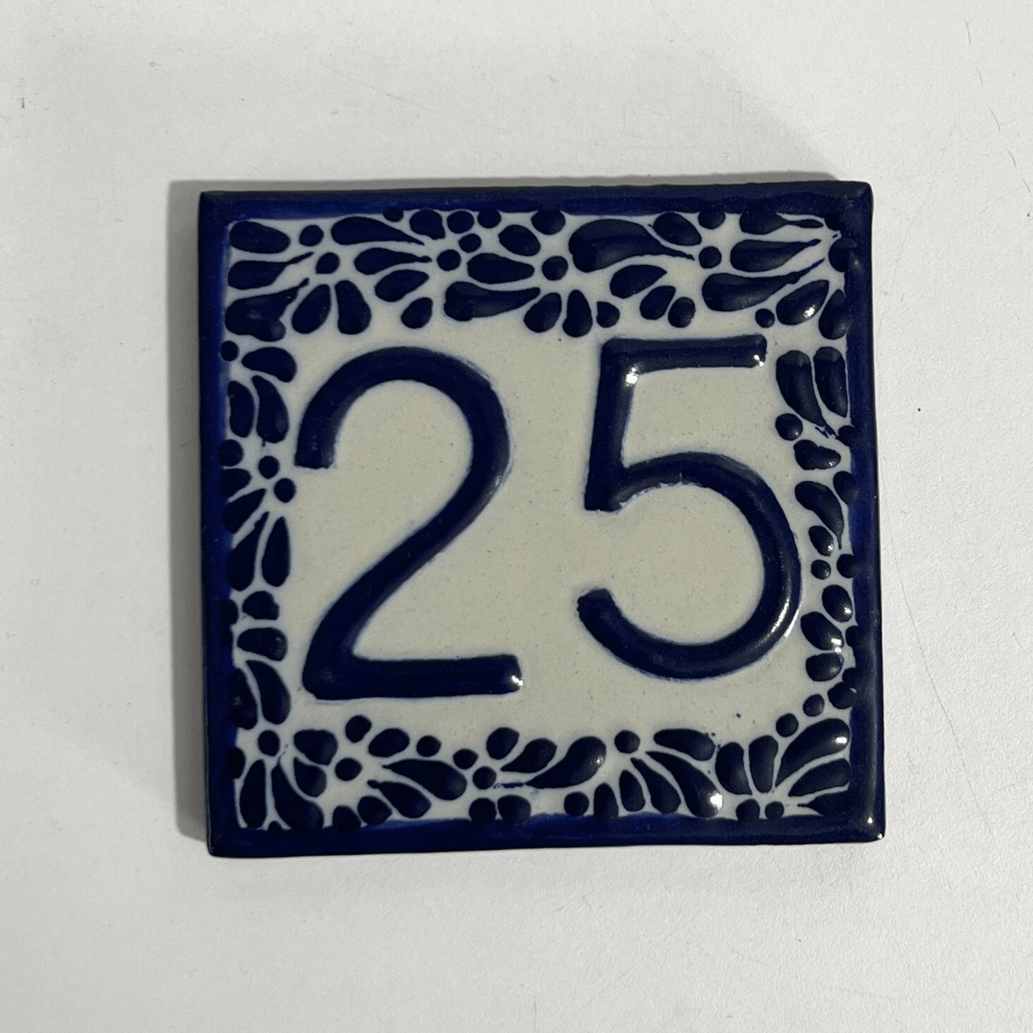MOSAICO 10 CM NUMERO 25 PARA EXTERIOR FONDO TRADICIONAL MIK CENEFA AZUL COBALTO