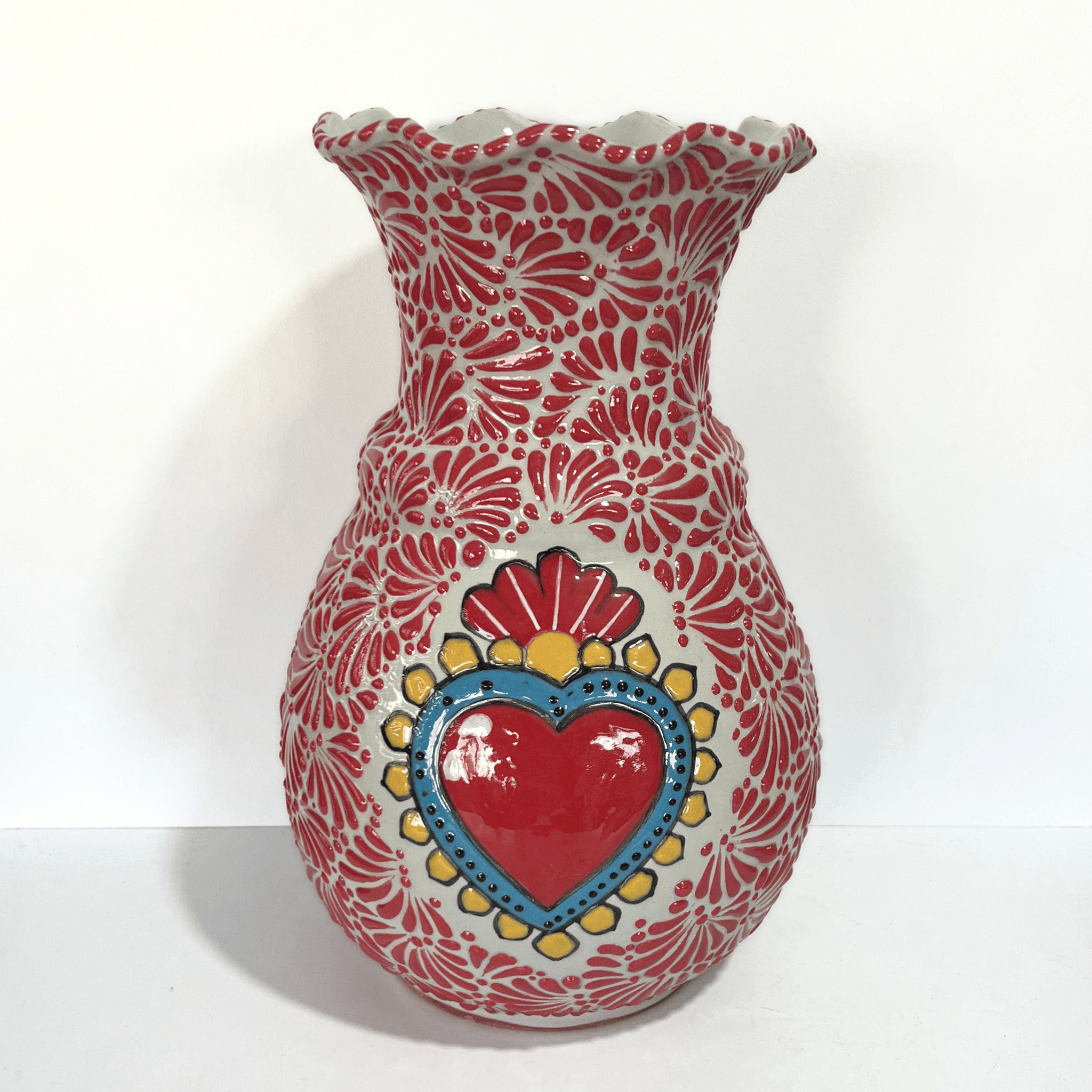 FLORERO ONDAS 30 CM FONDO TRADICIONAL MIK ROJO SAGRADO CORAZON