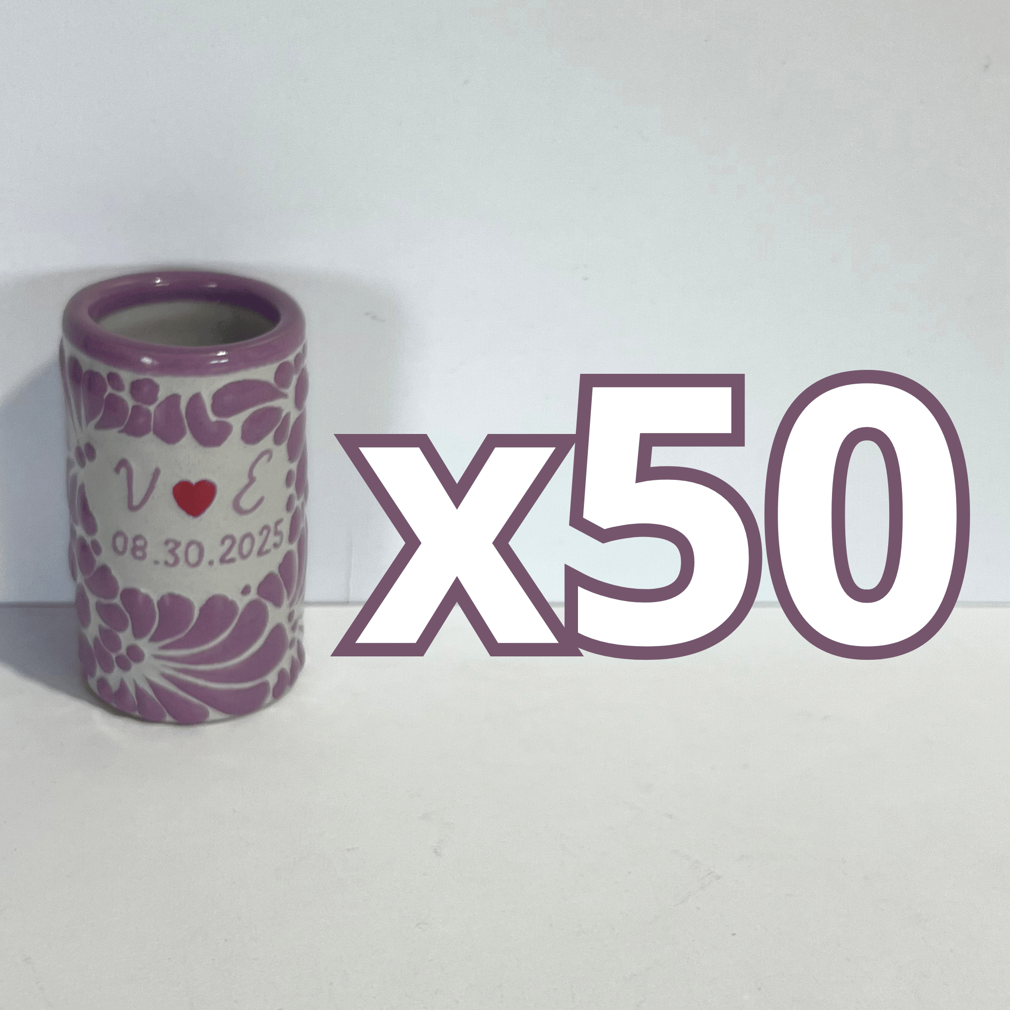 TEQUILERO PERSONALIZADO FONDO TRADICIONAL MIK MORADO INICIALES Y FECHA CON CORAZON