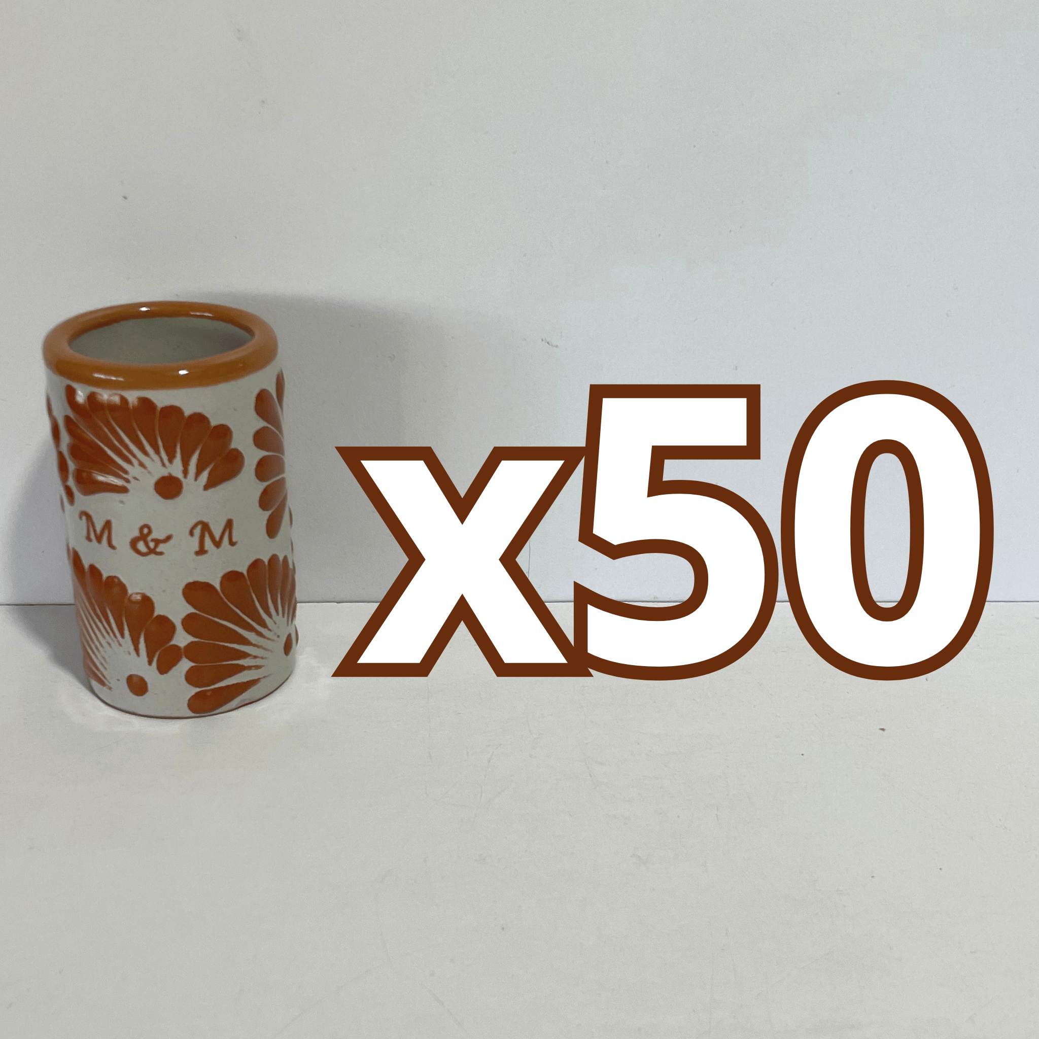 TEQUILERO PERSONALIZADO FONDO TRADICIONAL DECORADO TERRACOTA INICIALES