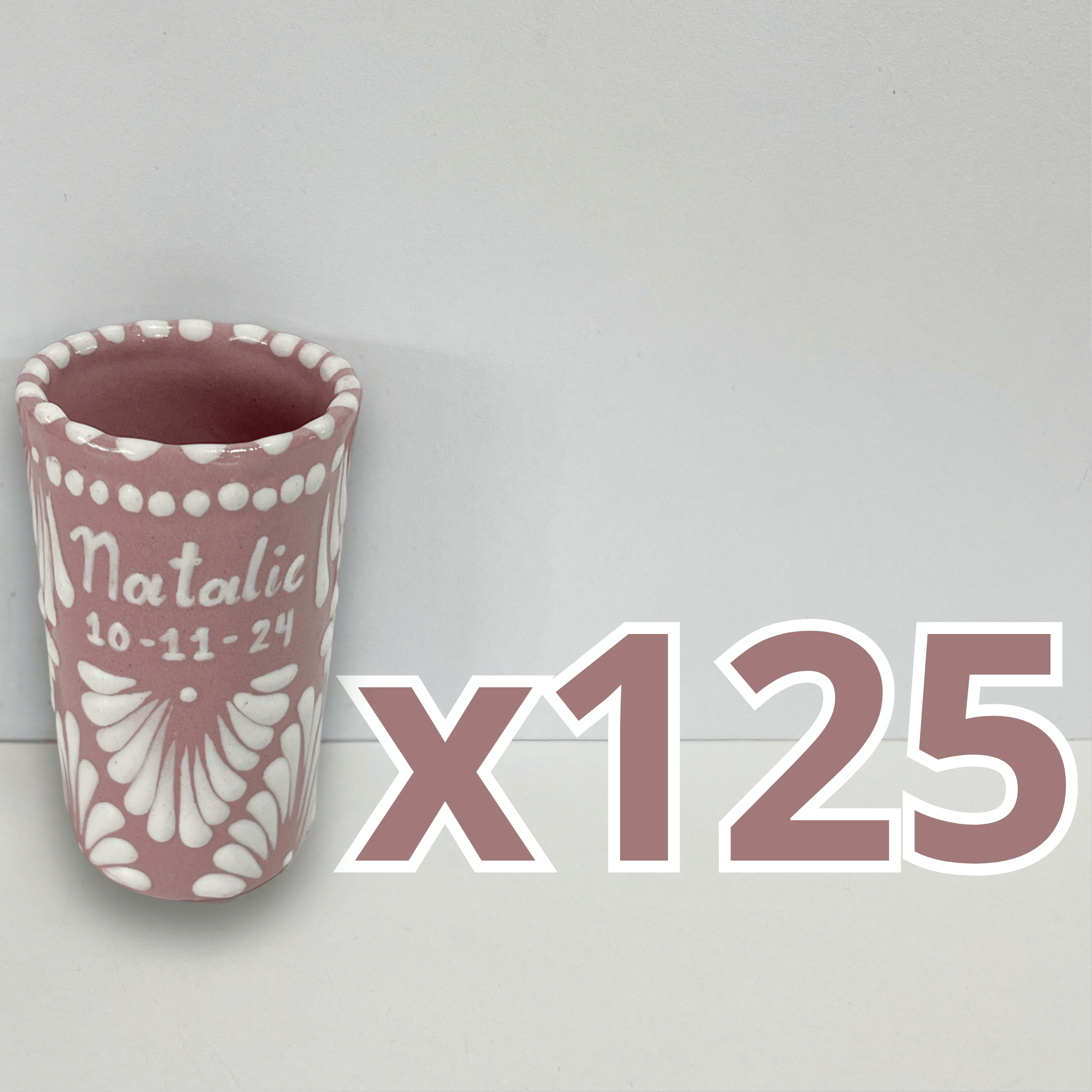 TEQUILERO PERSONALIZADO FONDO ROSA ABANICO COMPLETO BLANCO NOMBRE Y FECHA