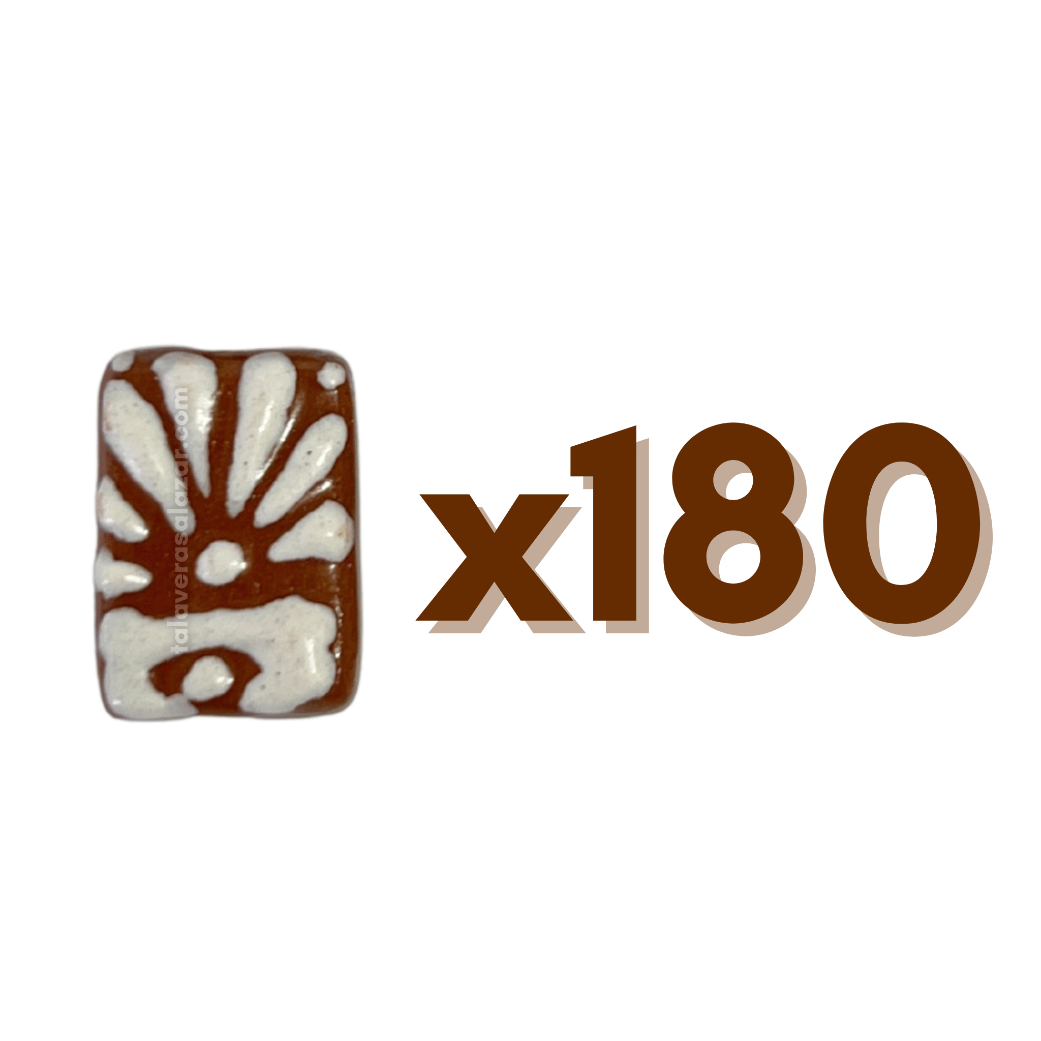 RECTANGULO PLANO 2 CM X 1.5 CM FONDO CAFE DECORADO BLANCO