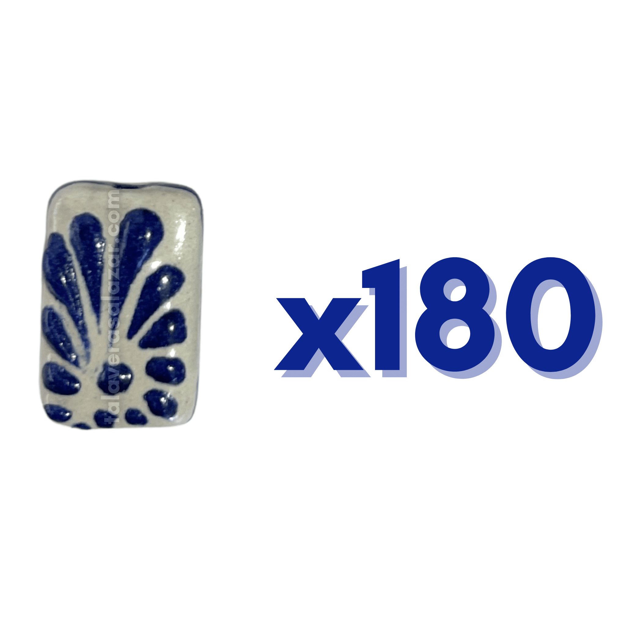 RECTANGULO PLANO 2 CM X 1.5 CM FONDO TRADICIONAL DECORADO AZUL COBALTO