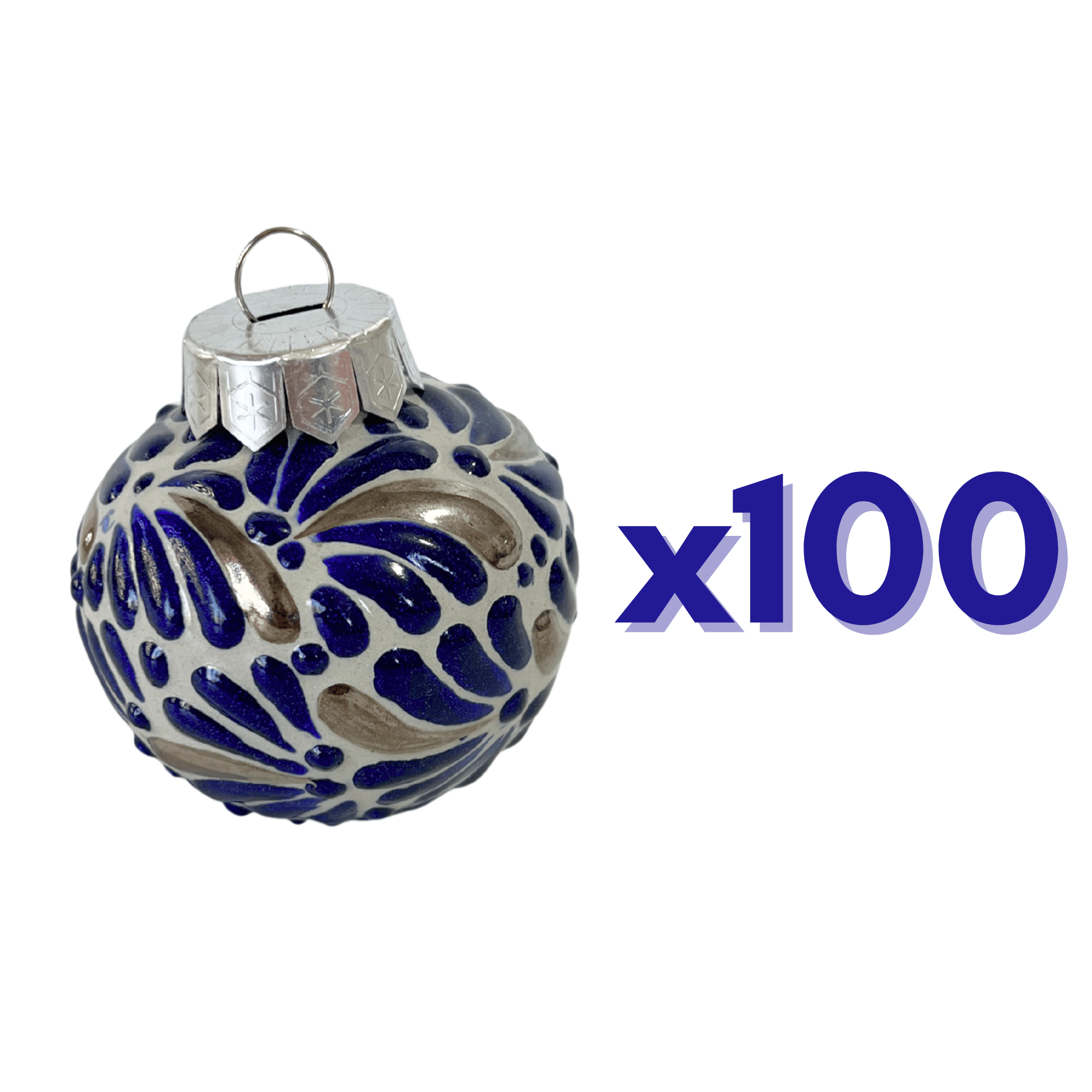 ESFERA NAVIDEÑA MIK AZUL COBALTO DESTELLOS DE PLATA