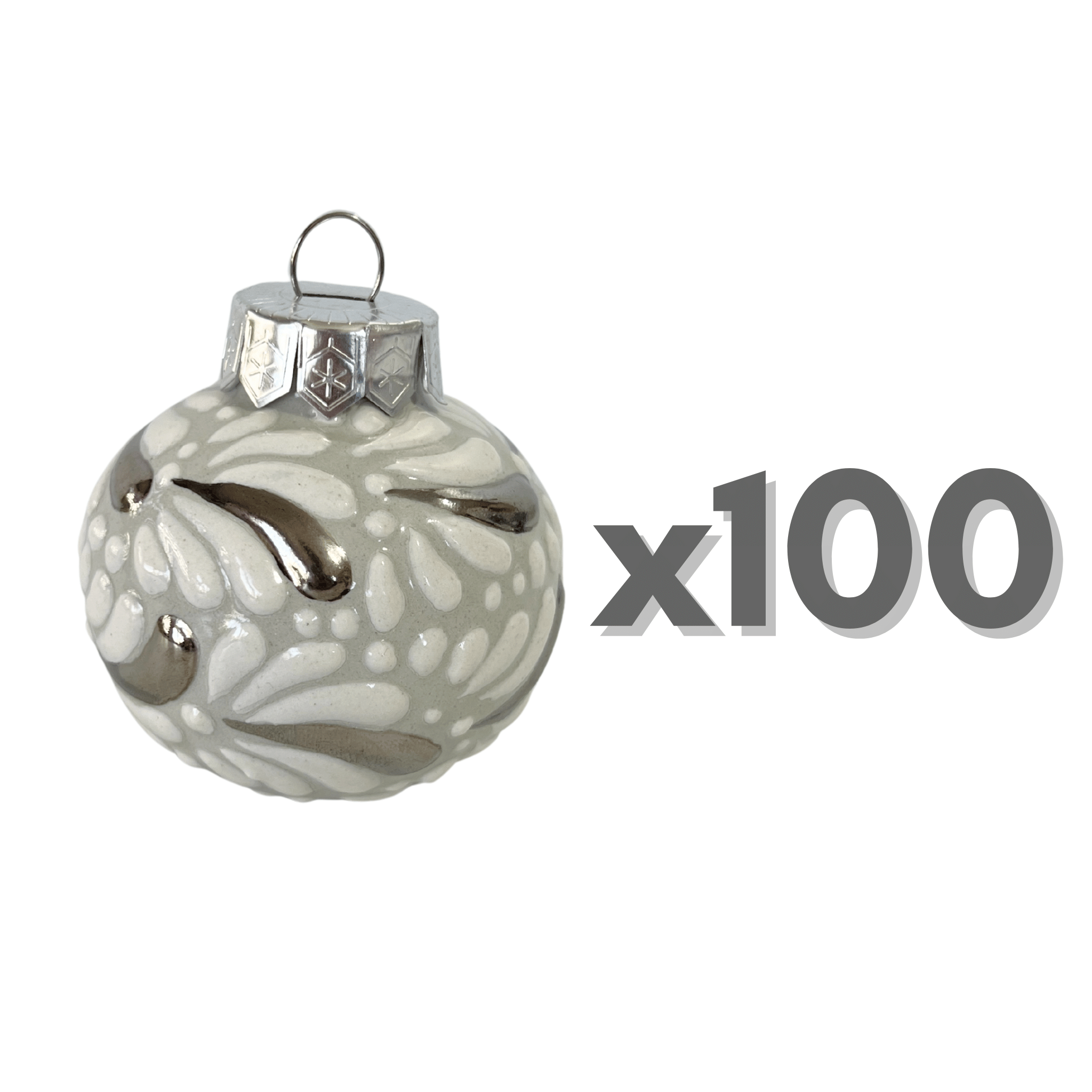 ESFERA NAVIDEÑA FONDO TRADICIONAL MIK BLANCO DESTELLOS DE PLATA