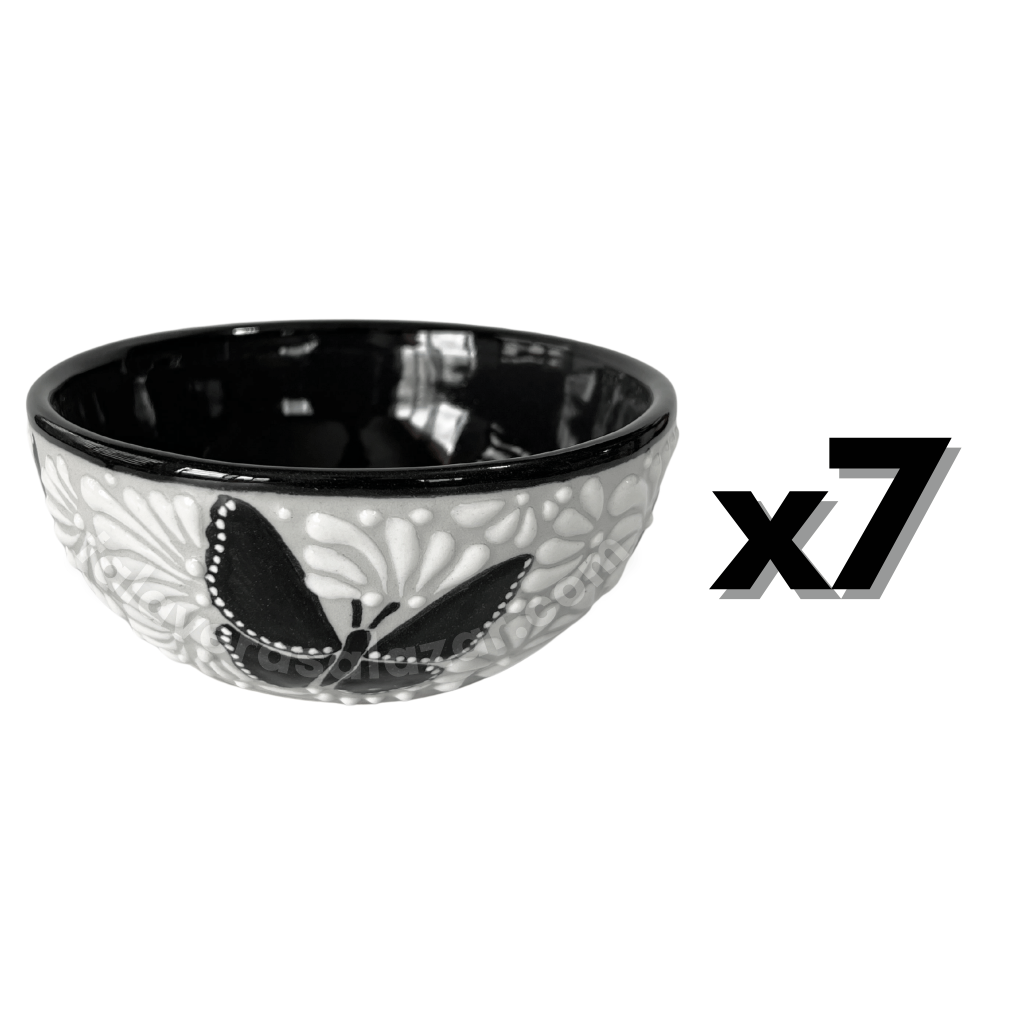TAZON 15 CM FONDO TRADICIONAL MIK BLANCO ORILLA NEGRO MARIPOSAS NEGRAS