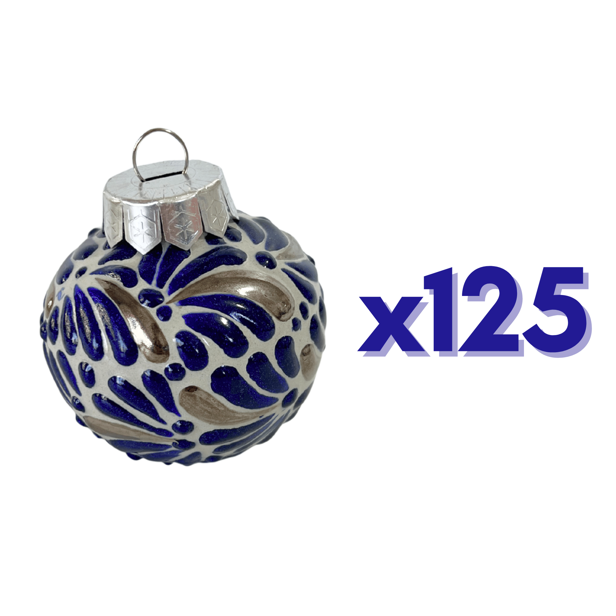 ESFERA NAVIDEÑA MIK AZUL COBALTO DESTELLOS DE PLATA