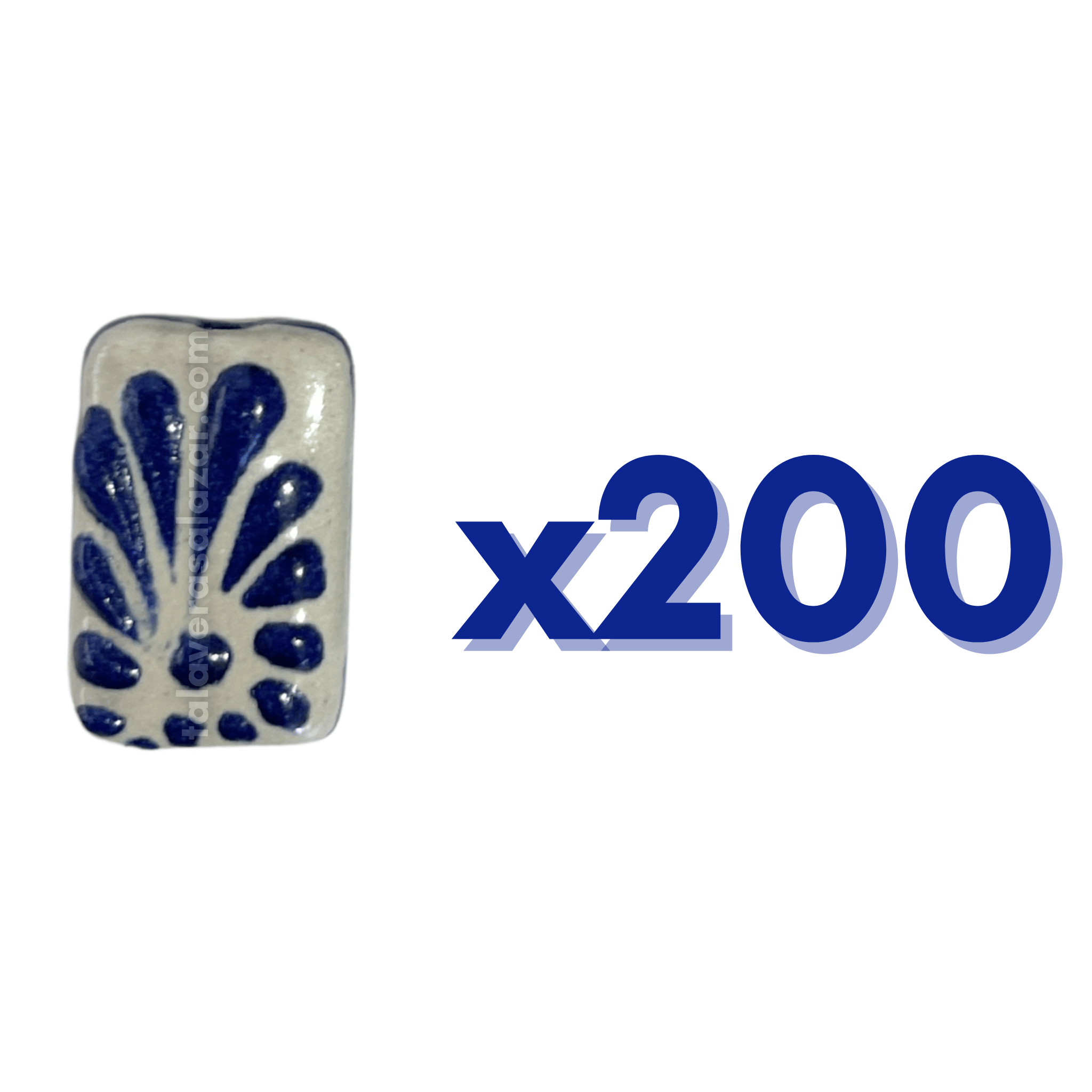 RECTANGULO PLANO 2 CM X 1.5 CM FONDO TRADICIONAL DECORADO AZUL COBALTO