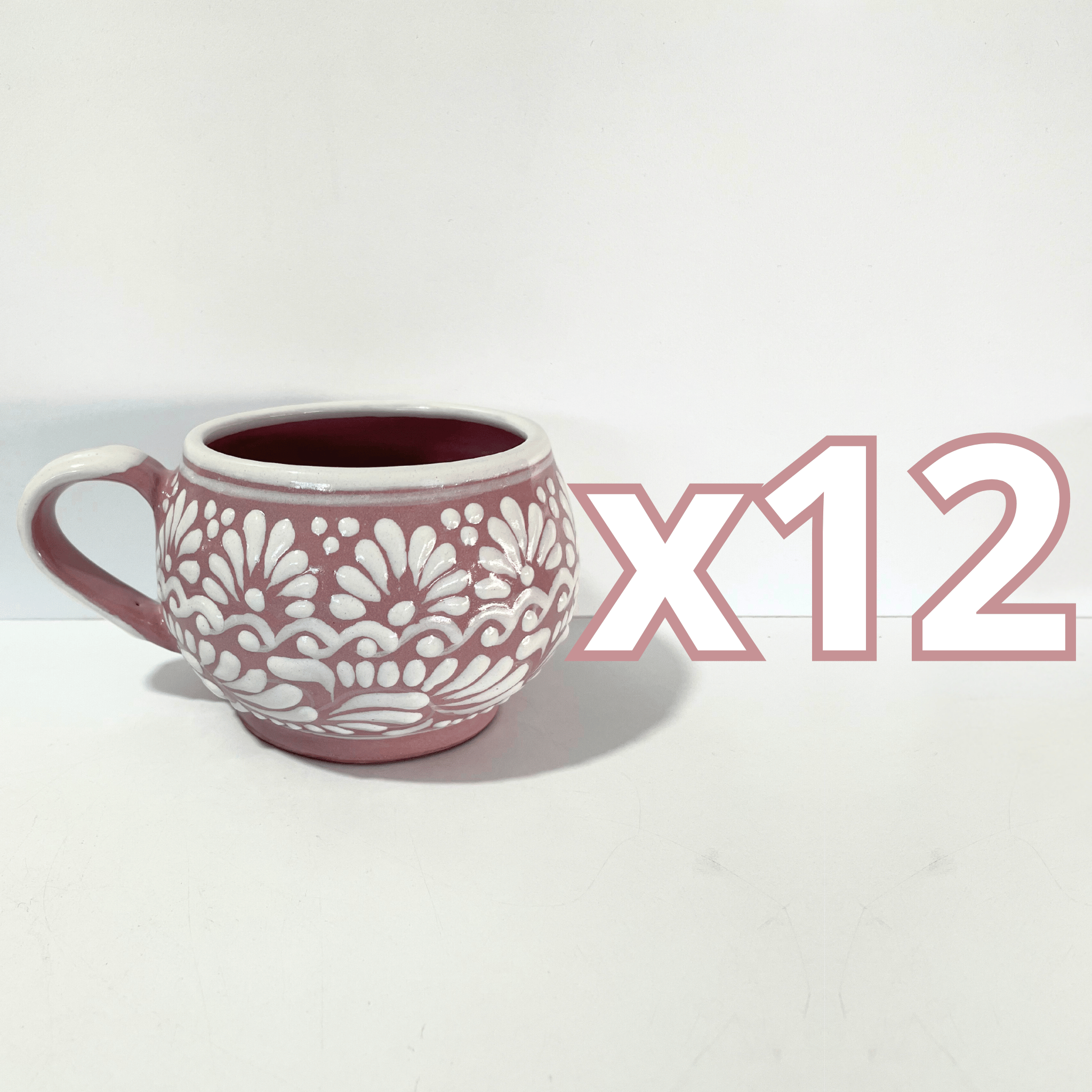 TAZA CHOCOLATERA GRANDE FONDO ROSA CENEFA BLANCO