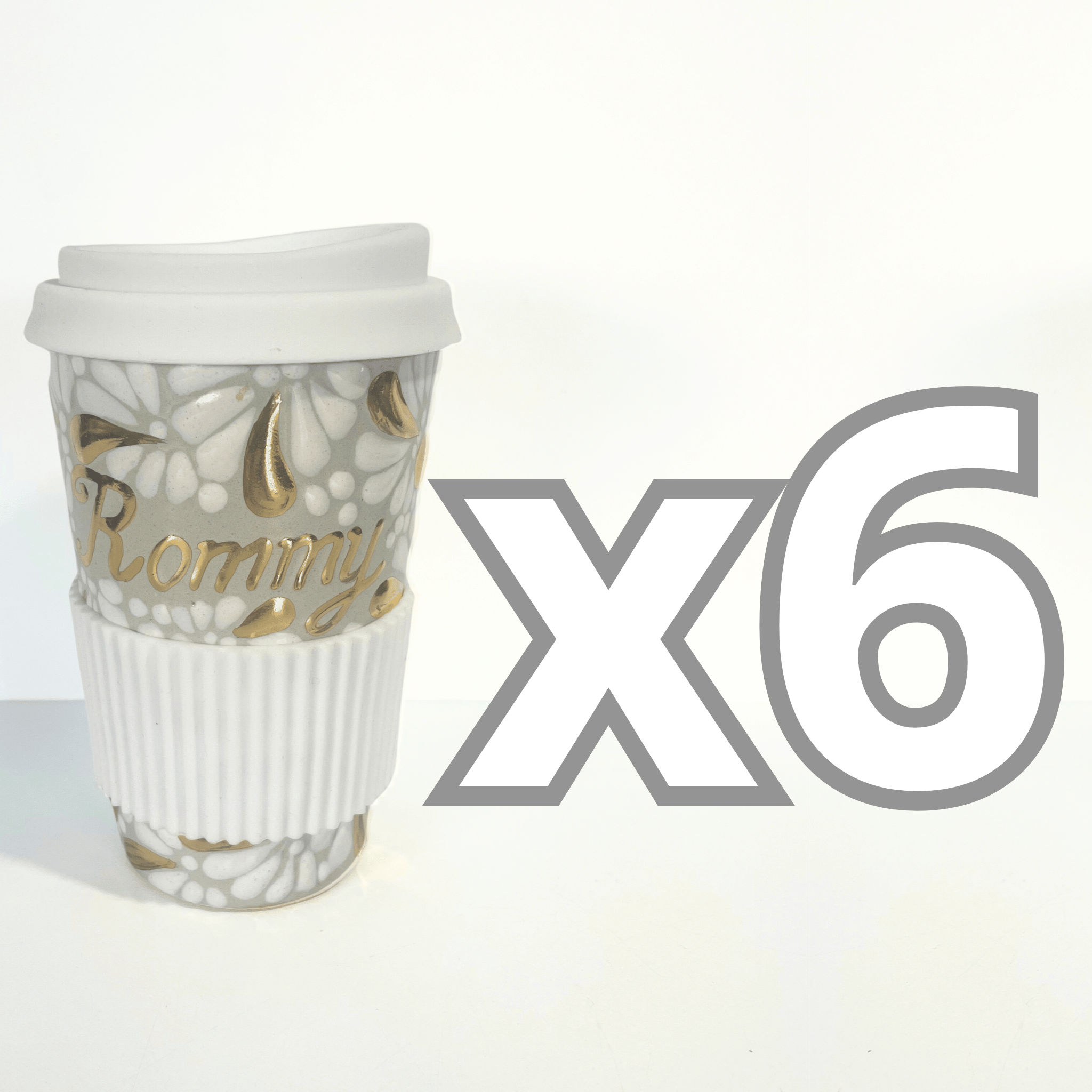 DESTELLOS DE ORO TERMO PERSONALIZADO 15 CM SIN ASA FONDO TRADICIONAL MIK BLANCO NOMBRE