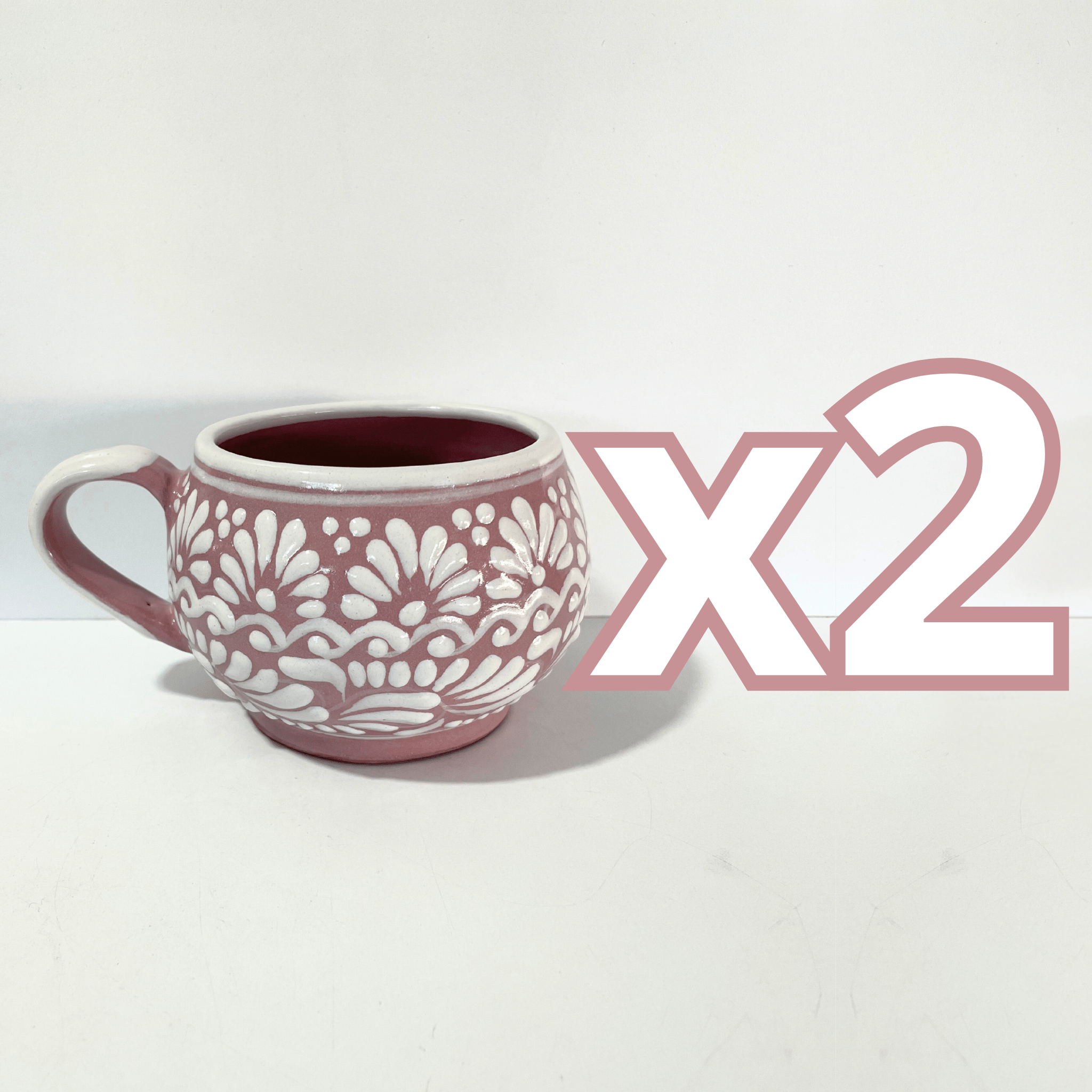 TAZA CHOCOLATERA GRANDE FONDO ROSA CENEFA BLANCO