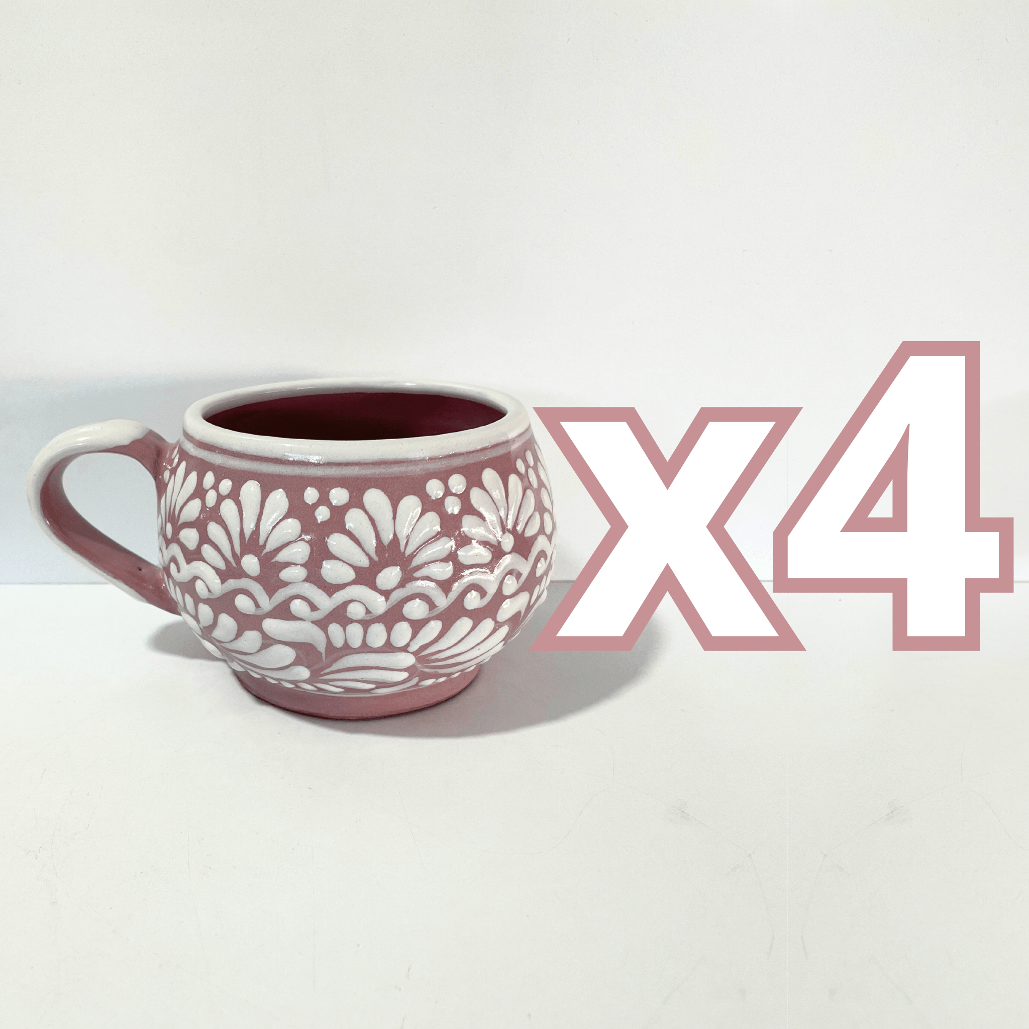TAZA CHOCOLATERA GRANDE FONDO ROSA CENEFA BLANCO