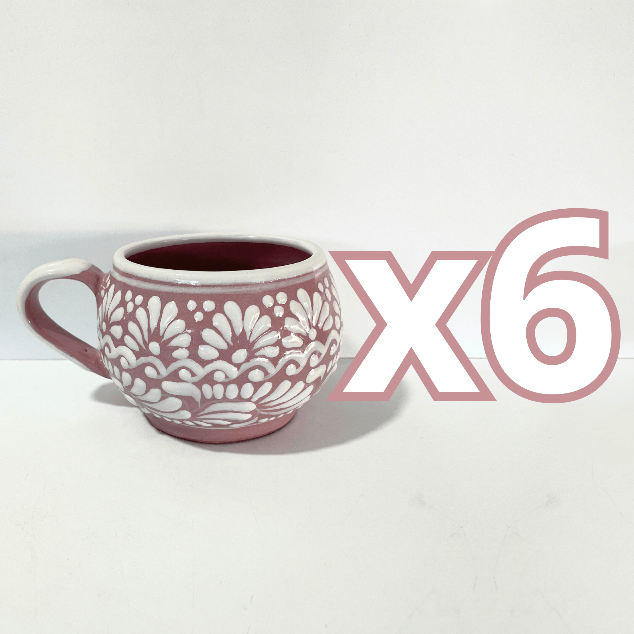 TAZA CHOCOLATERA GRANDE FONDO ROSA CENEFA BLANCO