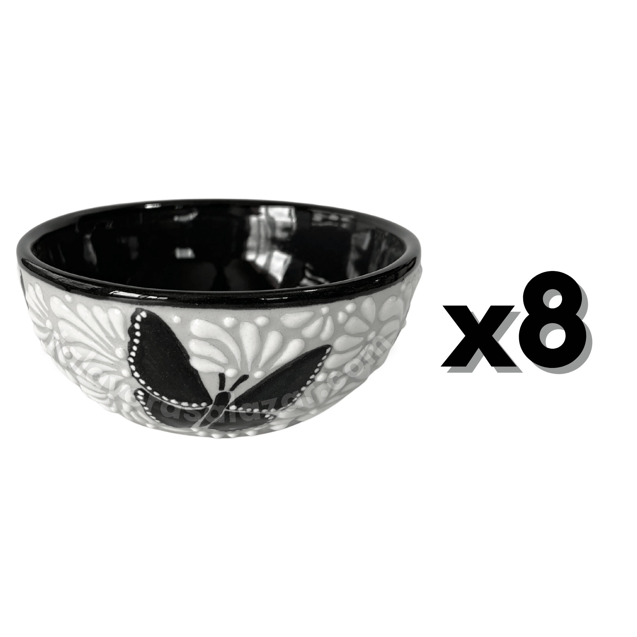 TAZON 15 CM FONDO TRADICIONAL MIK BLANCO ORILLA NEGRO MARIPOSAS NEGRAS