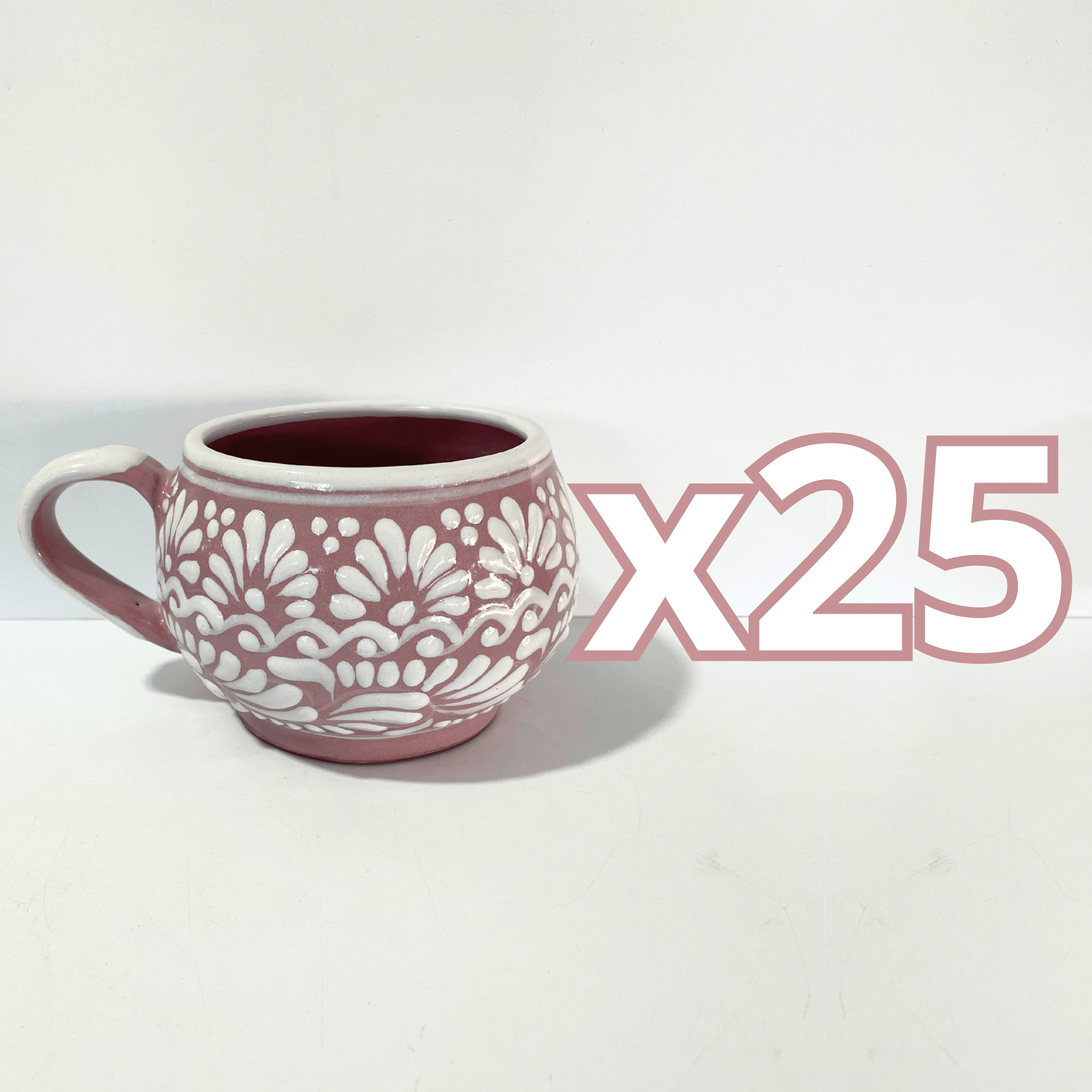 TAZA CHOCOLATERA GRANDE FONDO ROSA CENEFA BLANCO