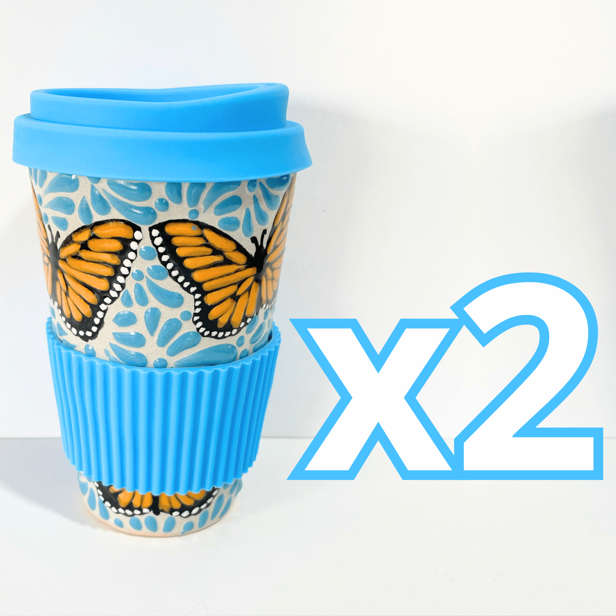 TERMO 15 CM SIN ASA FONDO TRADICIONAL MIK AZUL TURQUESA MARIPOSAS