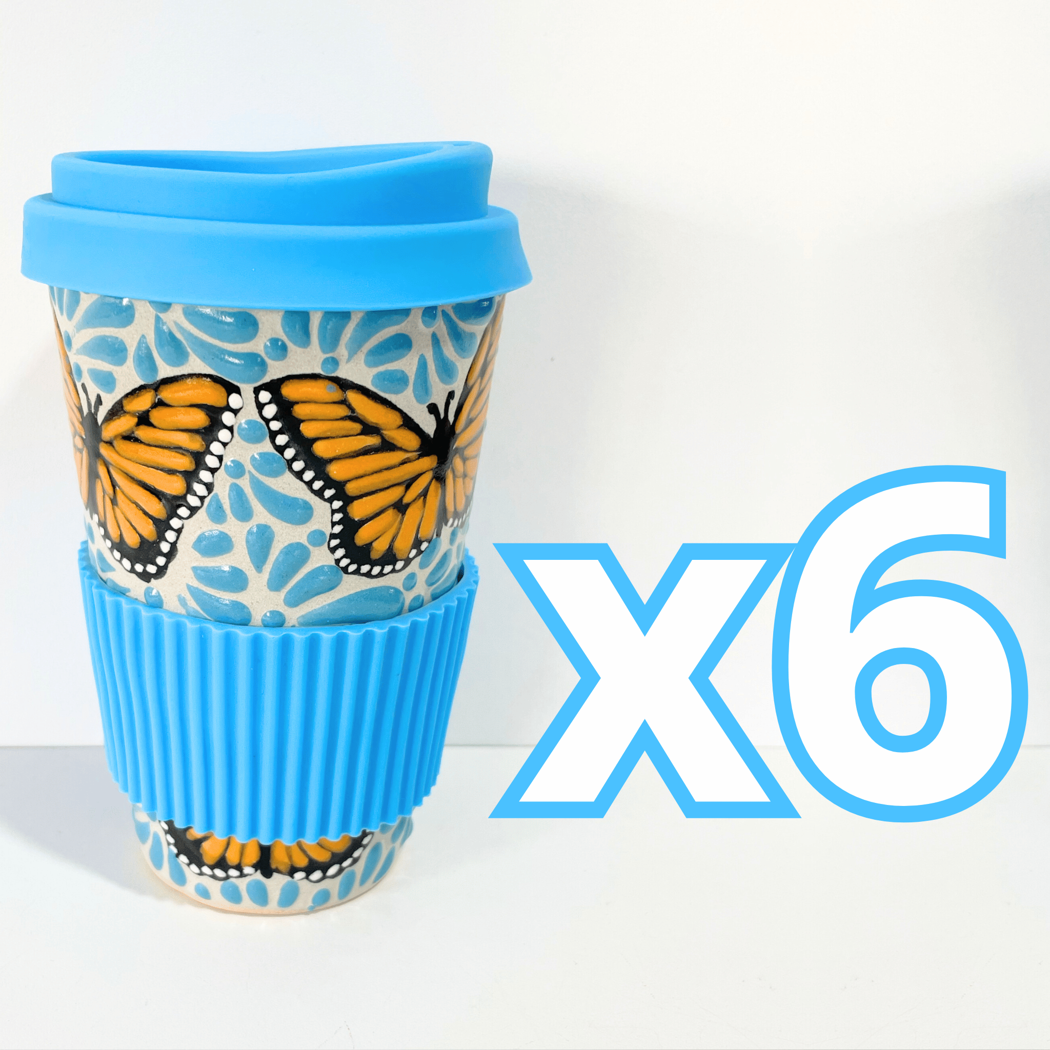 TERMO 15 CM SIN ASA FONDO TRADICIONAL MIK AZUL TURQUESA MARIPOSAS