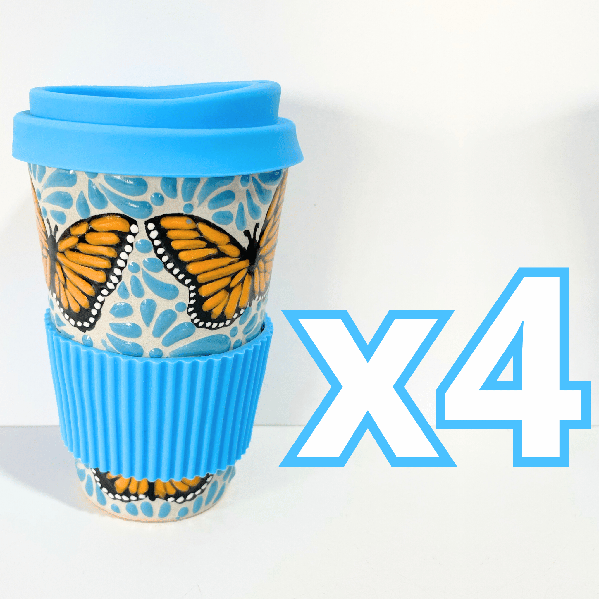 TERMO 15 CM SIN ASA FONDO TRADICIONAL MIK AZUL TURQUESA MARIPOSAS