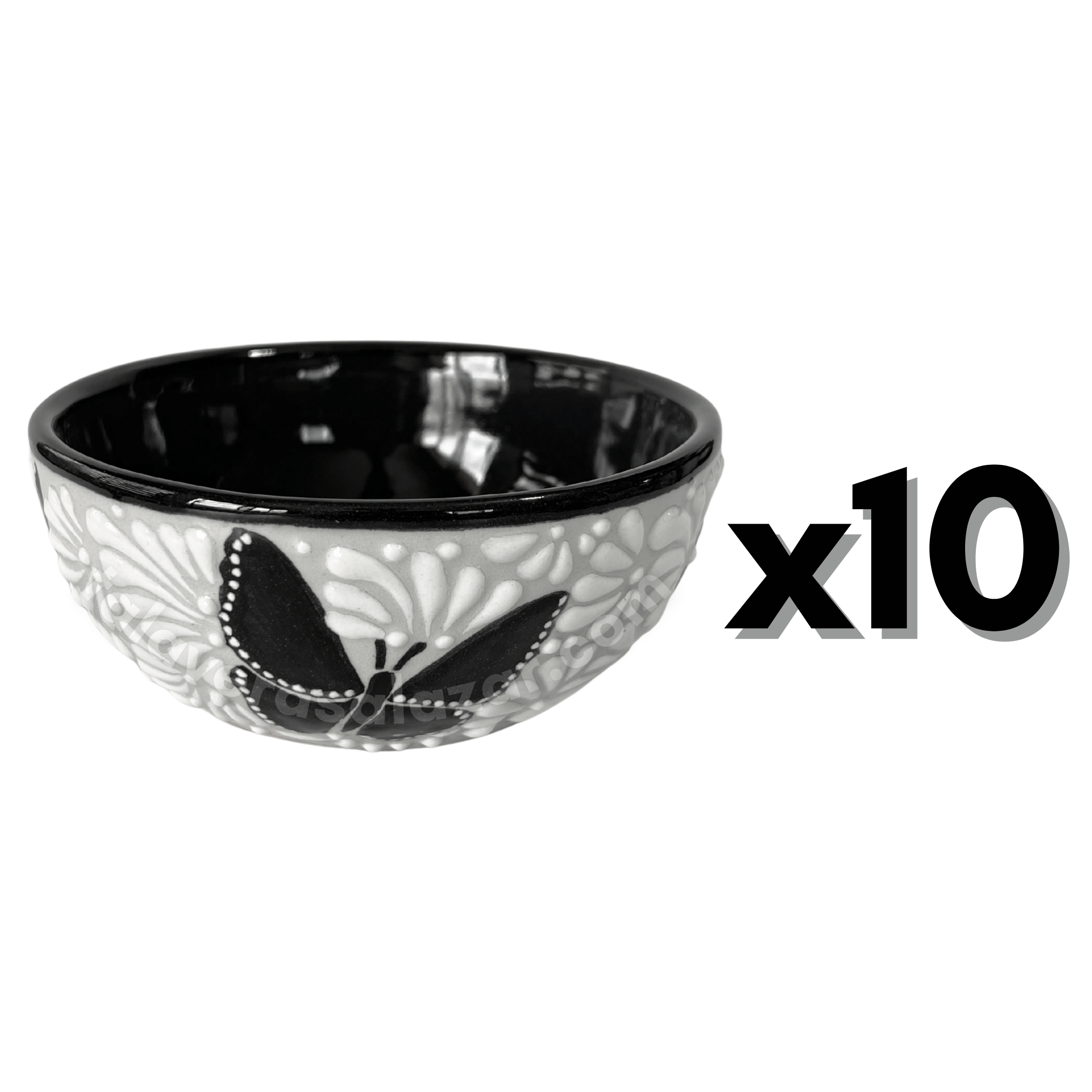 TAZON 15 CM FONDO TRADICIONAL MIK BLANCO ORILLA NEGRO MARIPOSAS NEGRAS