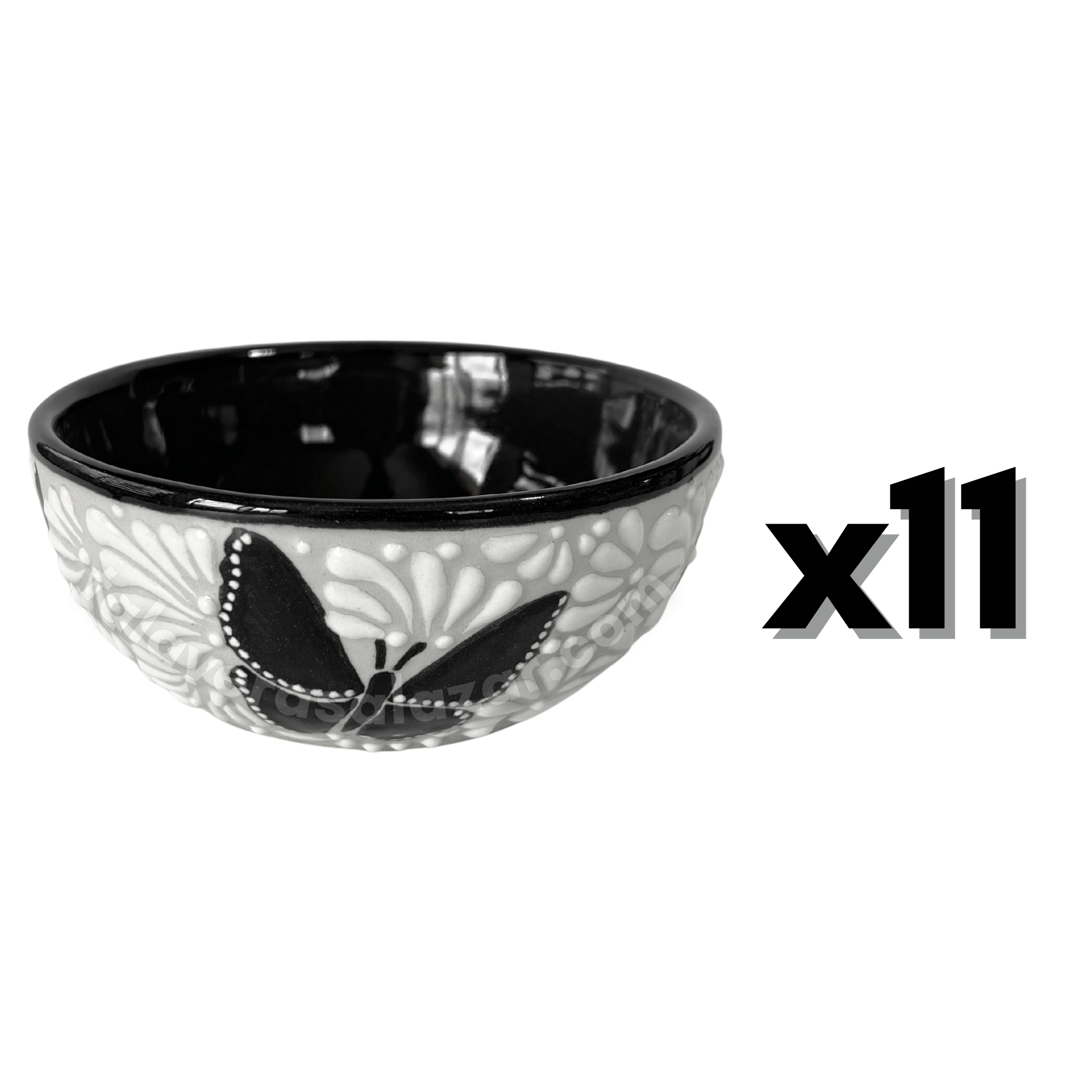 TAZON 15 CM FONDO TRADICIONAL MIK BLANCO ORILLA NEGRO MARIPOSAS NEGRAS