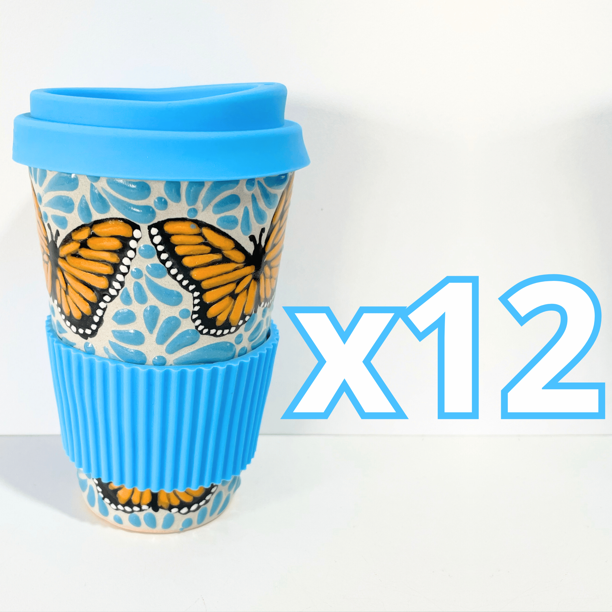 TERMO 15 CM SIN ASA FONDO TRADICIONAL MIK AZUL TURQUESA MARIPOSAS
