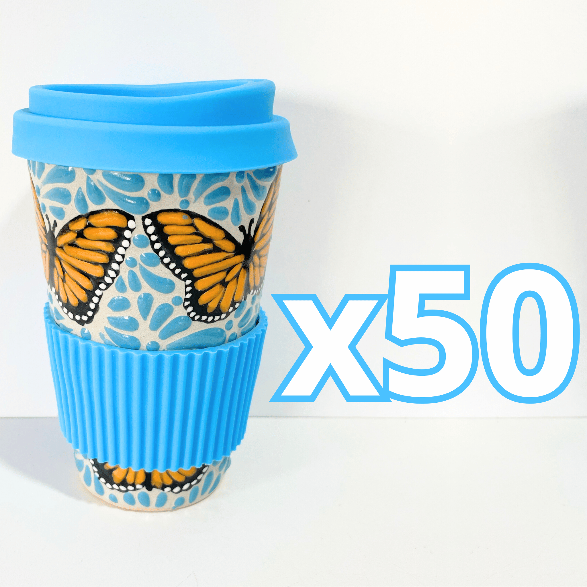 TERMO 15 CM SIN ASA FONDO TRADICIONAL MIK AZUL TURQUESA MARIPOSAS