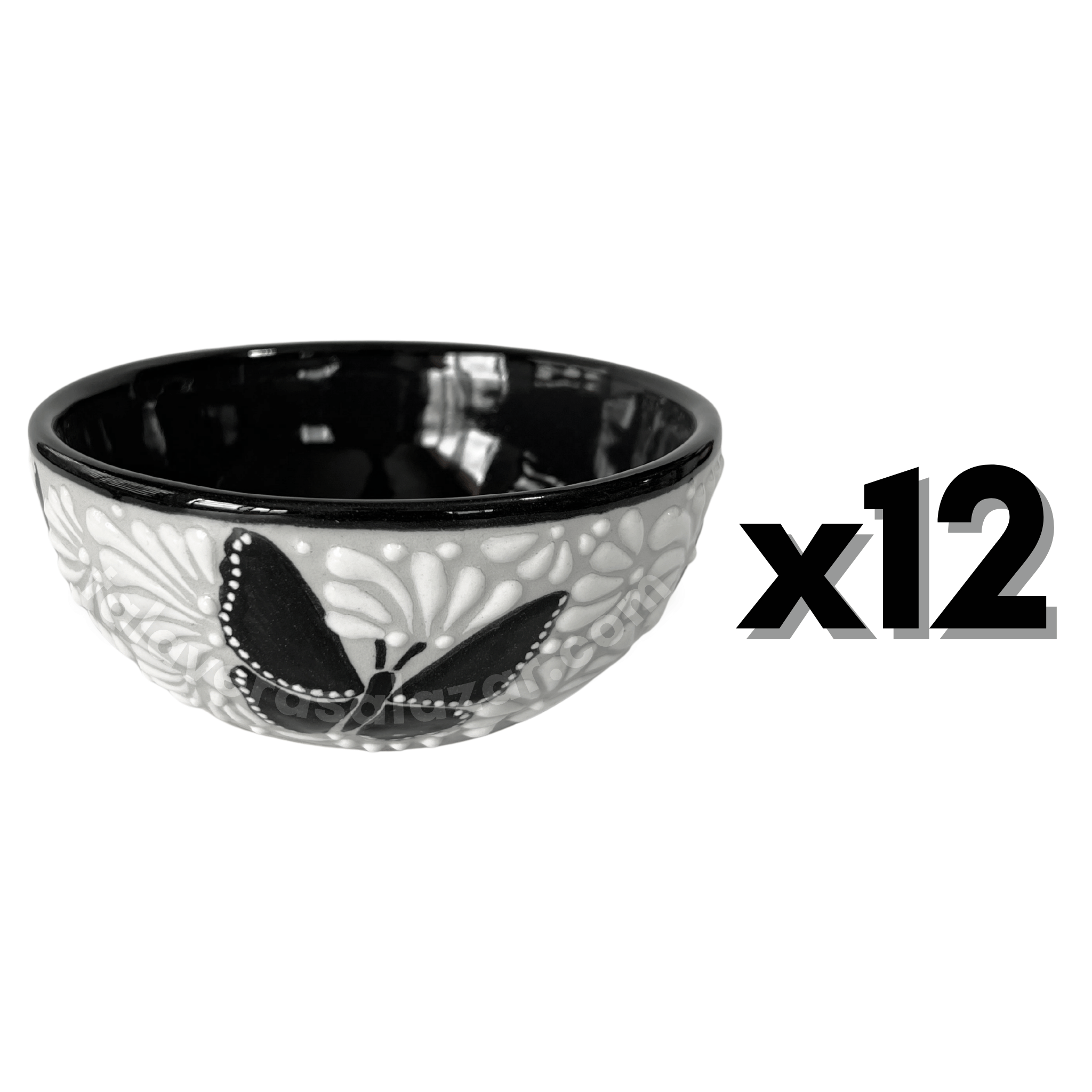 TAZON 15 CM FONDO TRADICIONAL MIK BLANCO ORILLA NEGRO MARIPOSAS NEGRAS
