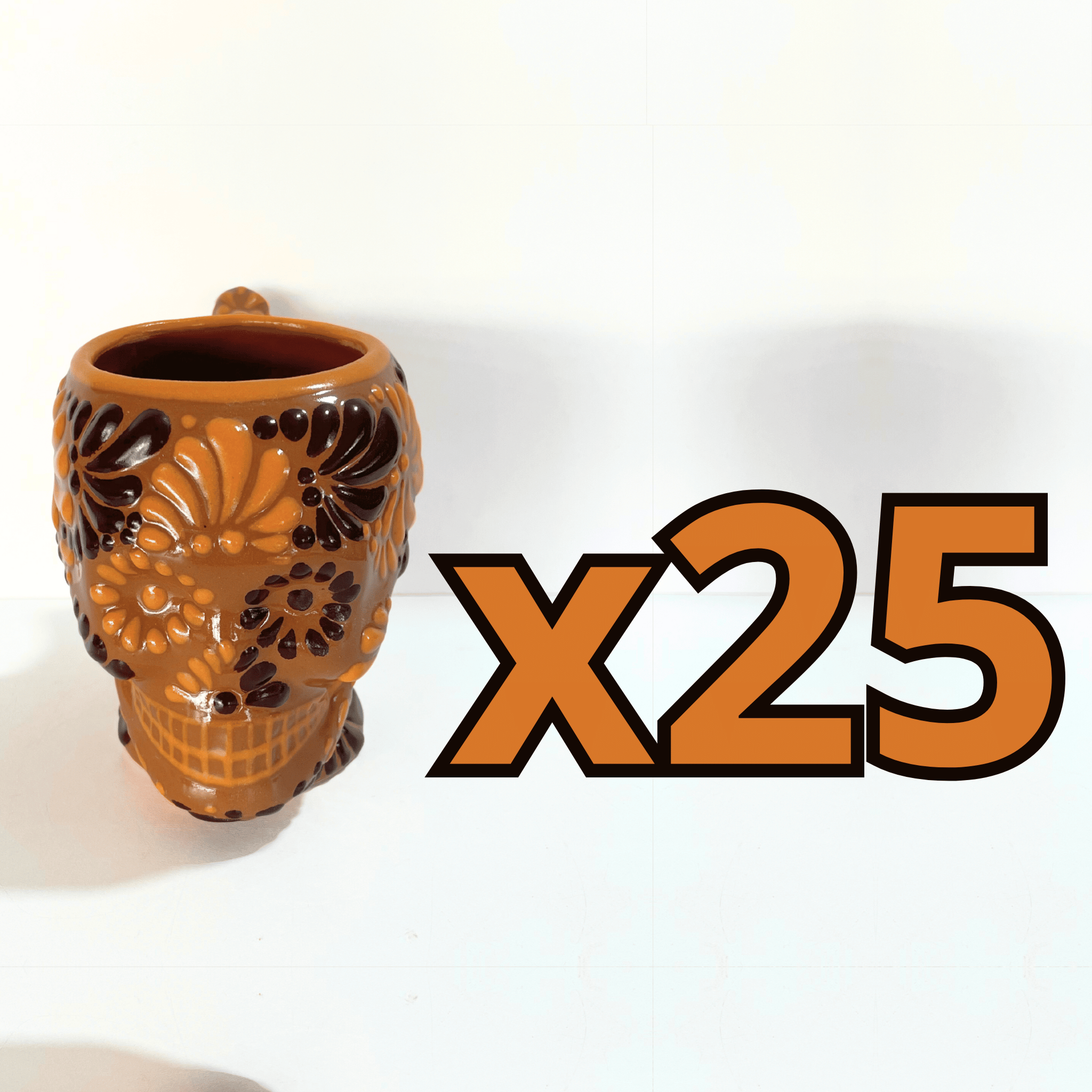 TAZA FORMA DE CRANEO FONDO CAFE MIK COMBINACION CAFE CHOCOLATE Y NARANJA
