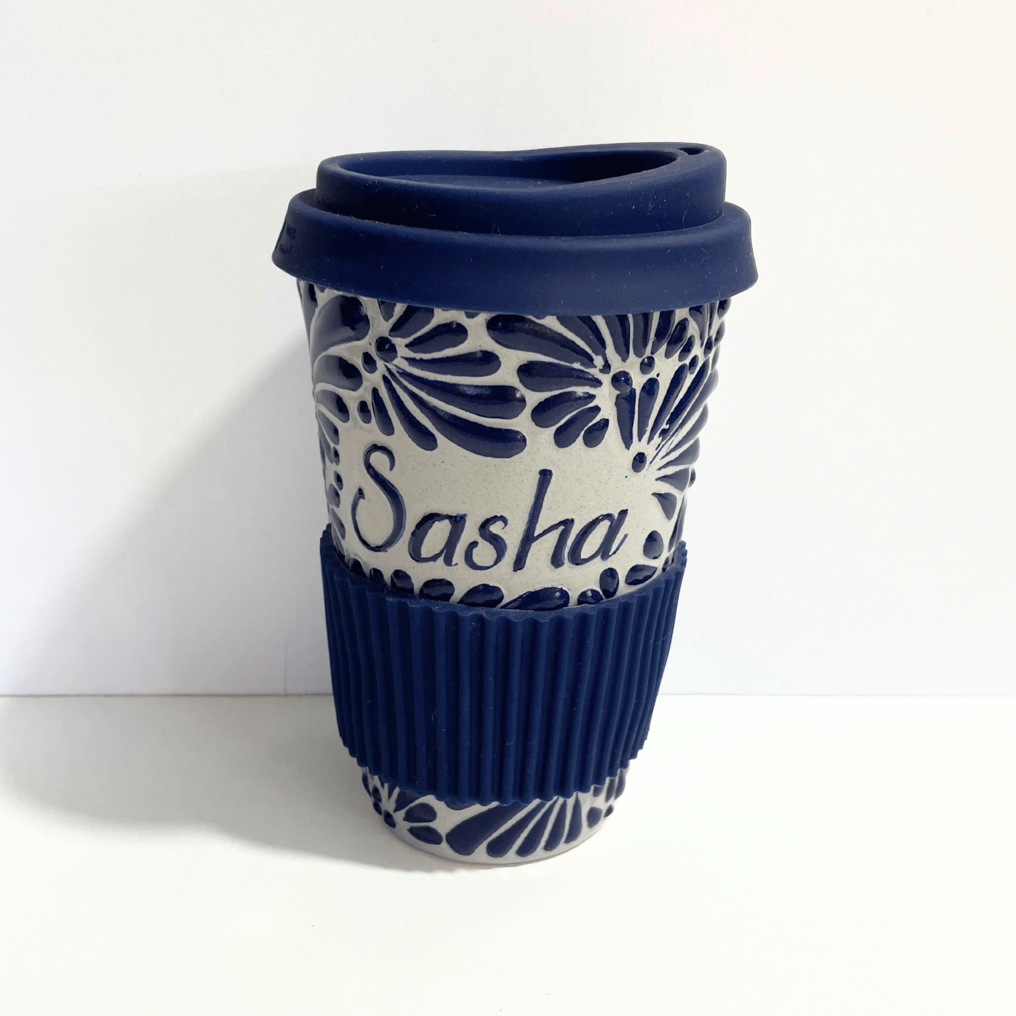 TERMO PERSONALIZADO 15 CM SIN ASA FONDO TRADICIONAL MIK AZUL COBALTO NOMBRE