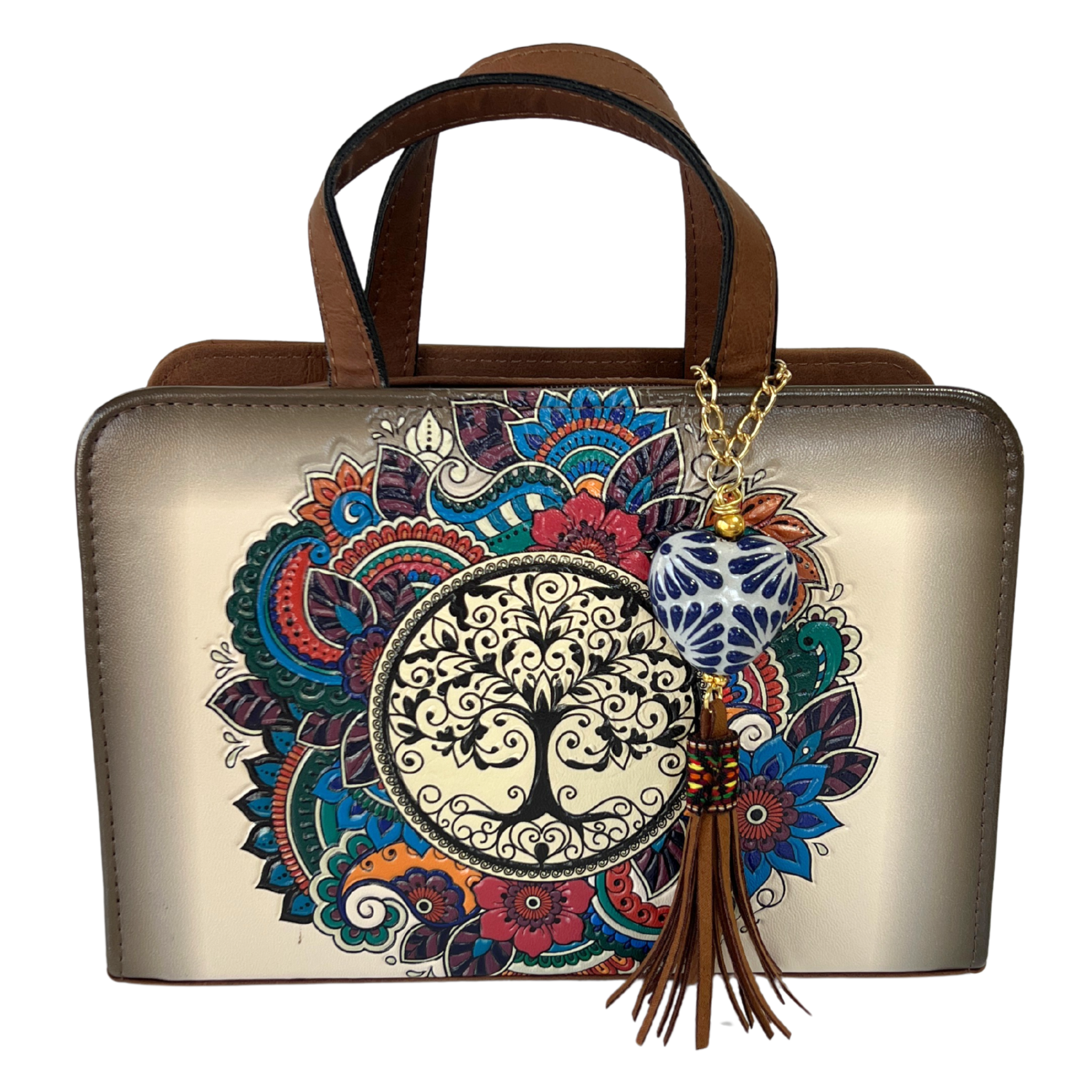 BOLSA ARBOL MANDALA ARTESANAL BEIGE