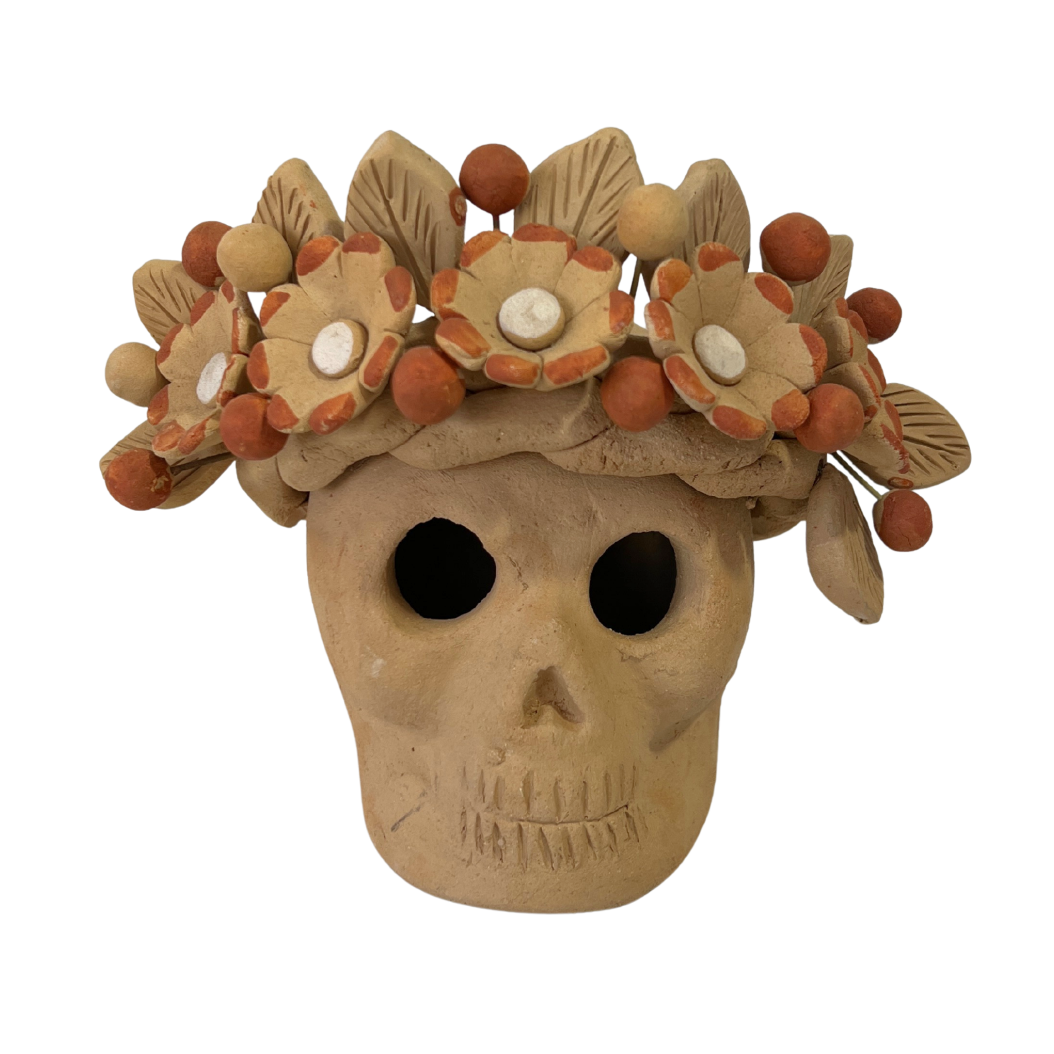 CALAVERA BARRO BORDADO BLANCO Y ROJO