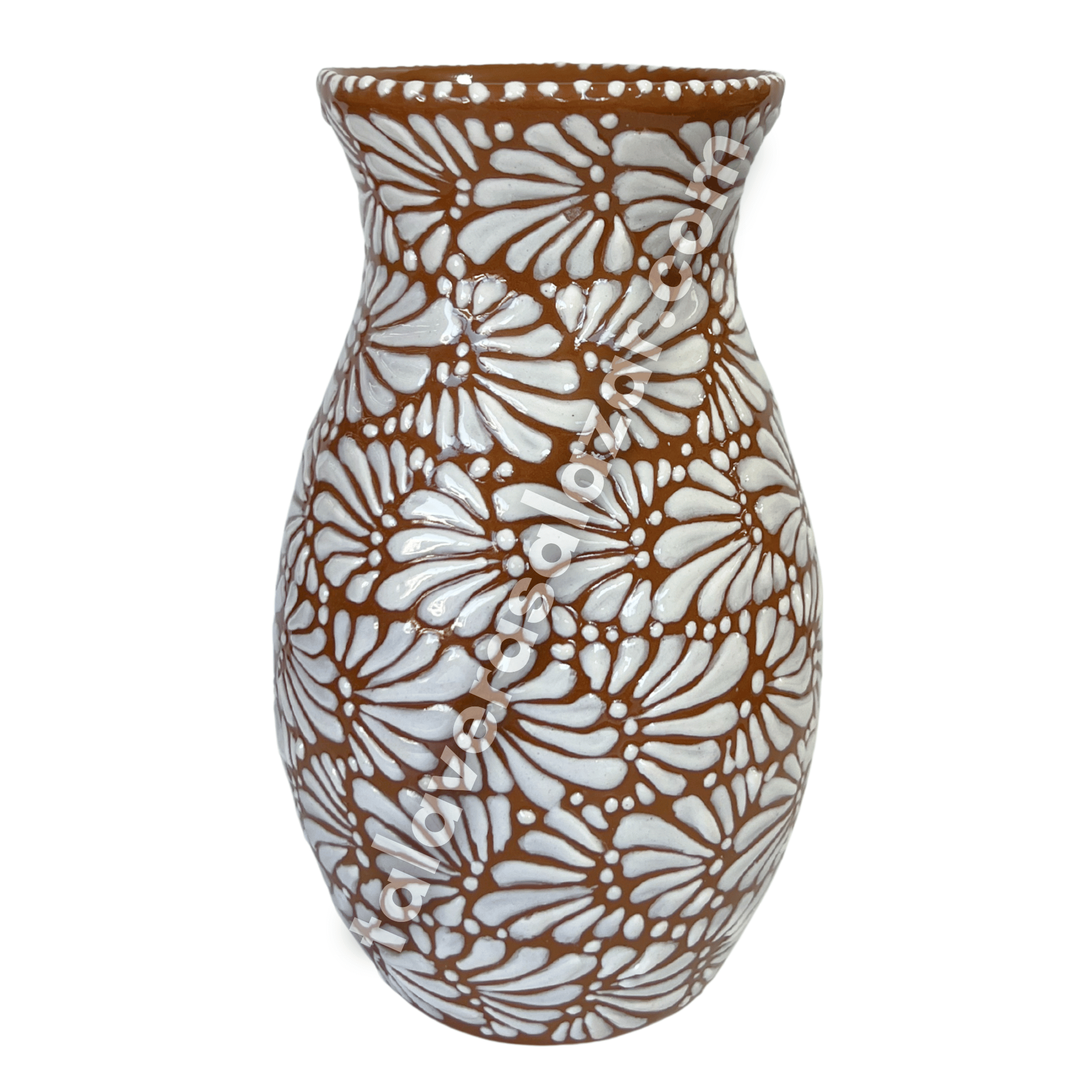 FLORERO BOLICHE 25 CM FONDO CAFE MIK BLANCO