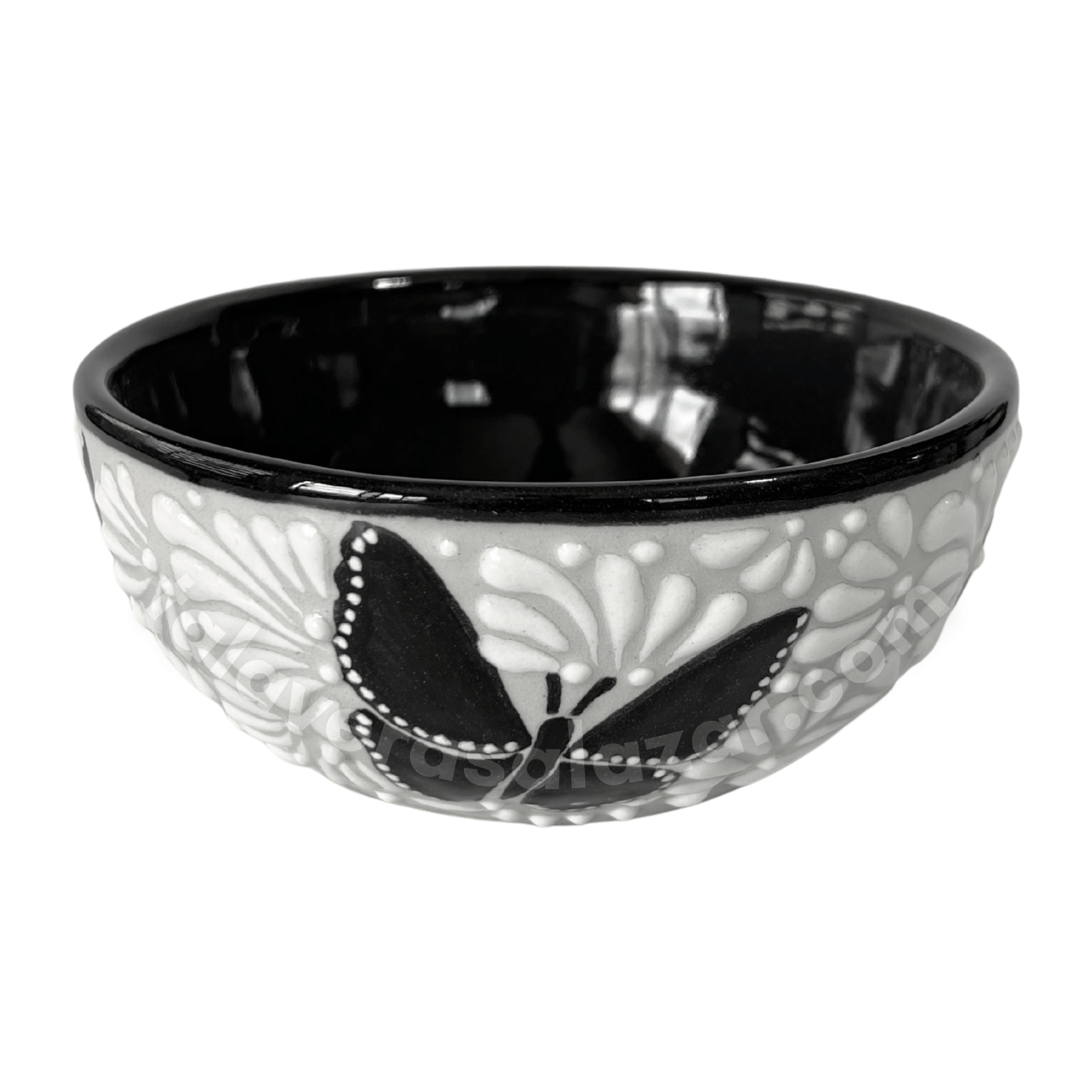 TAZON 15 CM FONDO TRADICIONAL MIK BLANCO ORILLA NEGRO MARIPOSAS NEGRAS