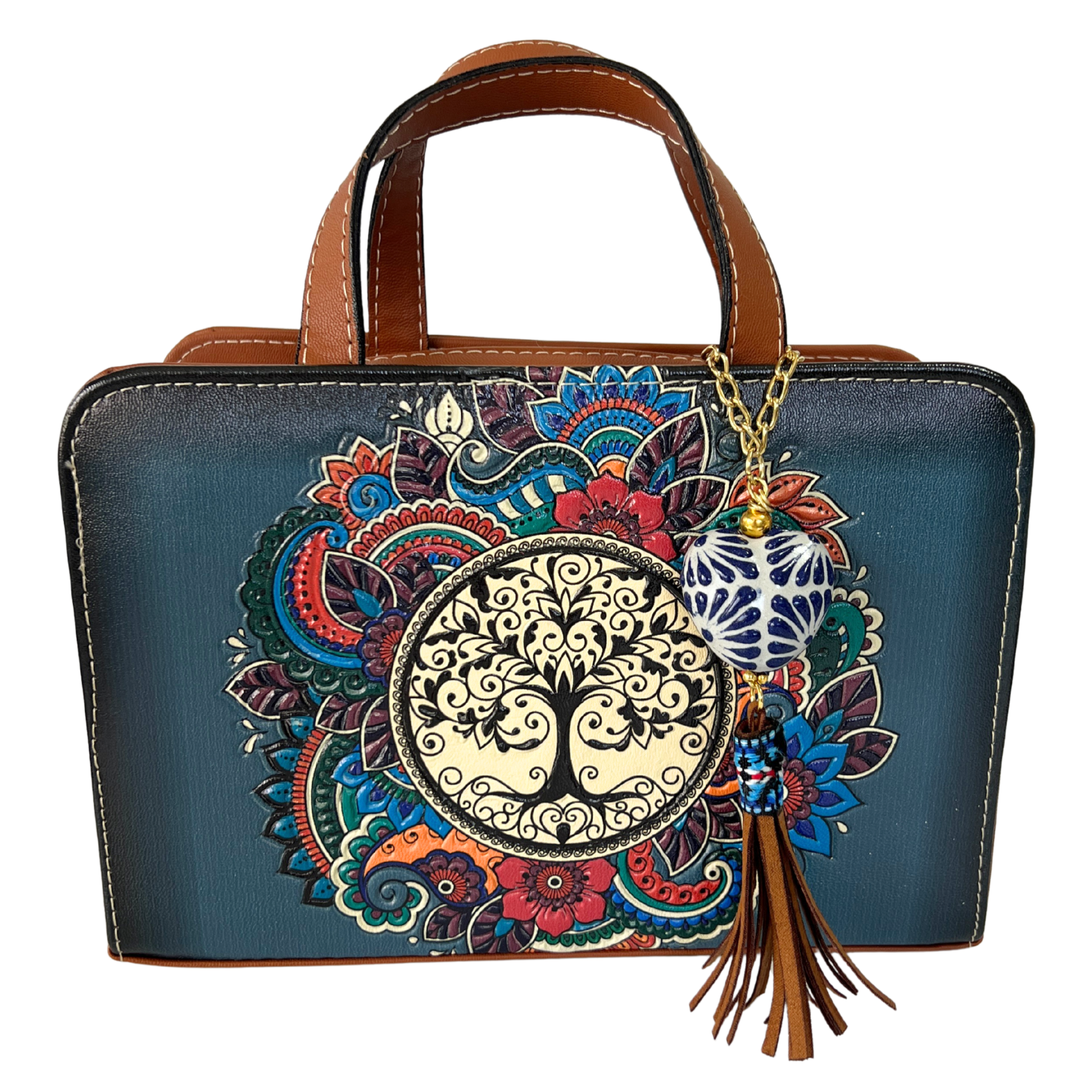 BOLSA ARBOL MANDALA ARTESANAL VERDE
