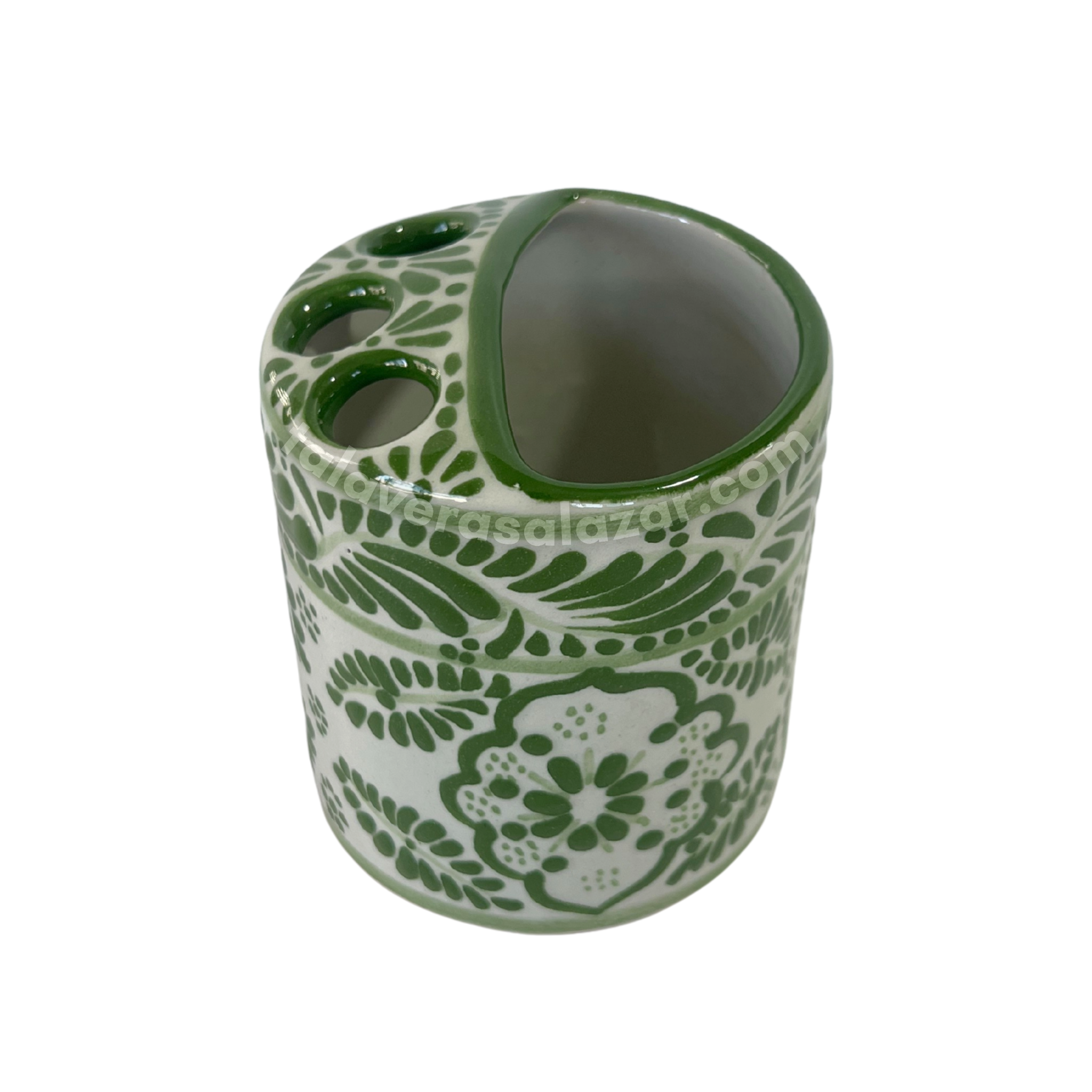 PORTA CEPILLOS FONDO TRADICIONAL CENEFA FLOR AL CENTRO VERDE BANDERA