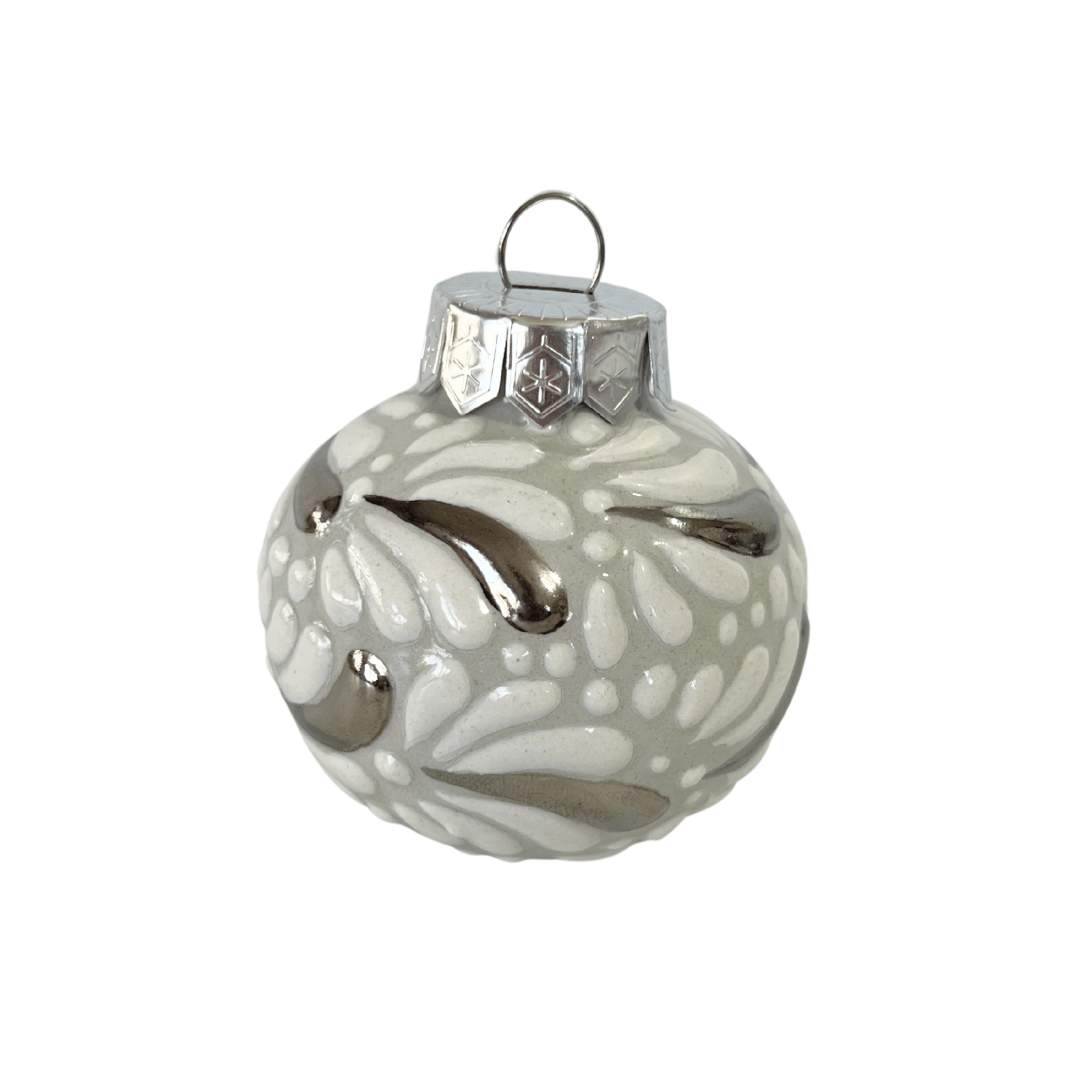 ESFERA NAVIDEÑA FONDO TRADICIONAL MIK BLANCO DESTELLOS DE PLATA