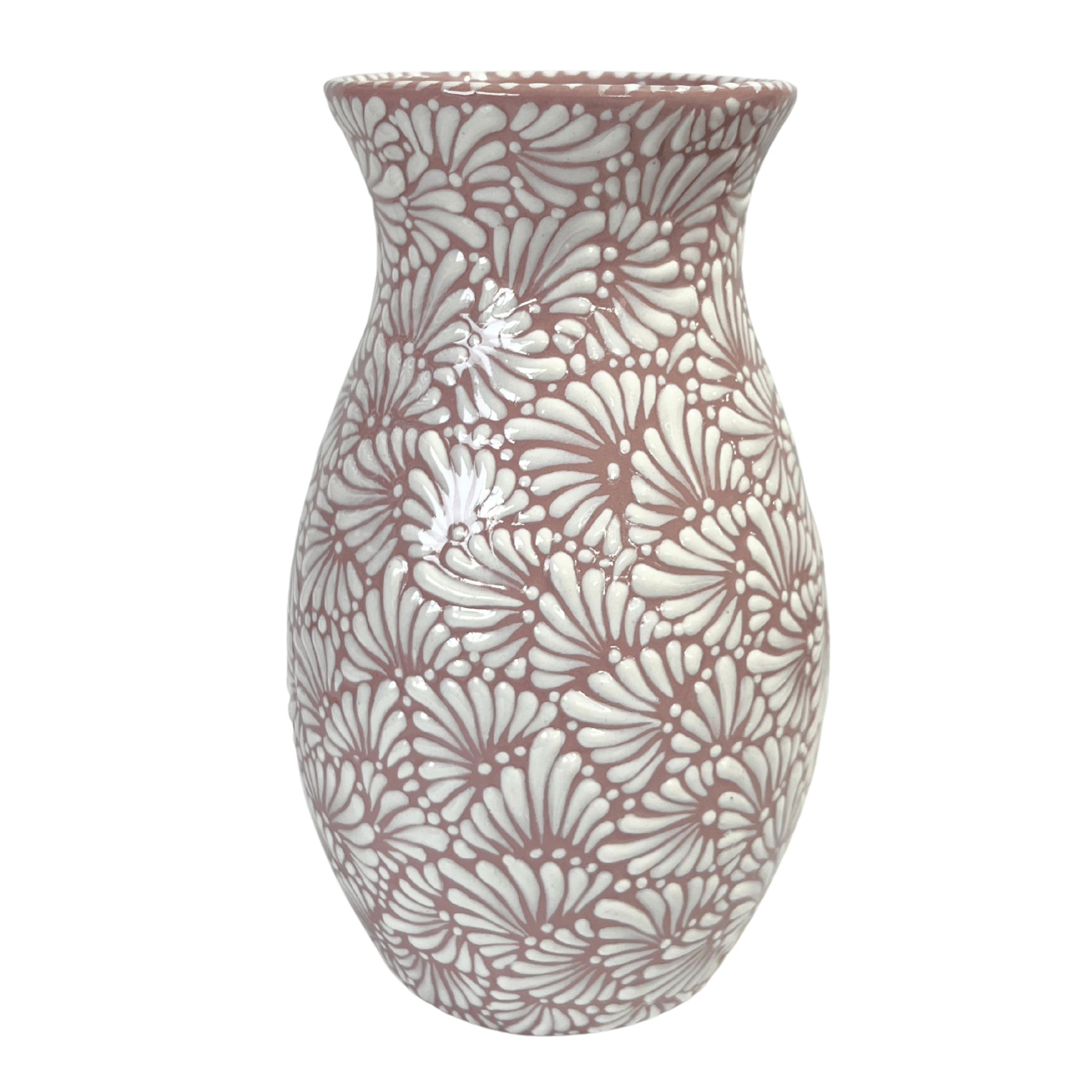 FLORERO BOLICHE 25 CM FONDO ROSA MIK BLANCO