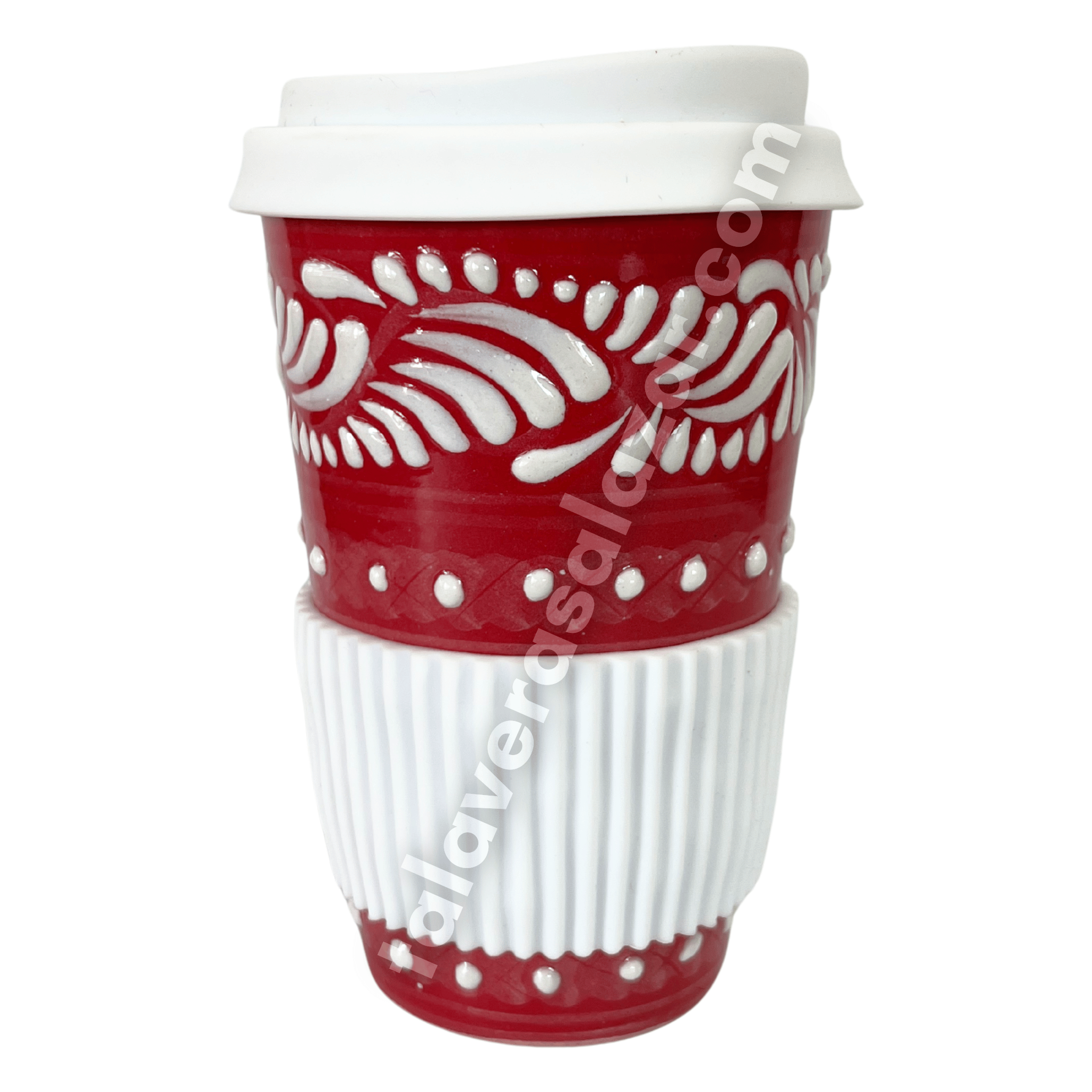 TERMO 15 CM SIN ASA FONDO ROJO CENEFA BLANCO