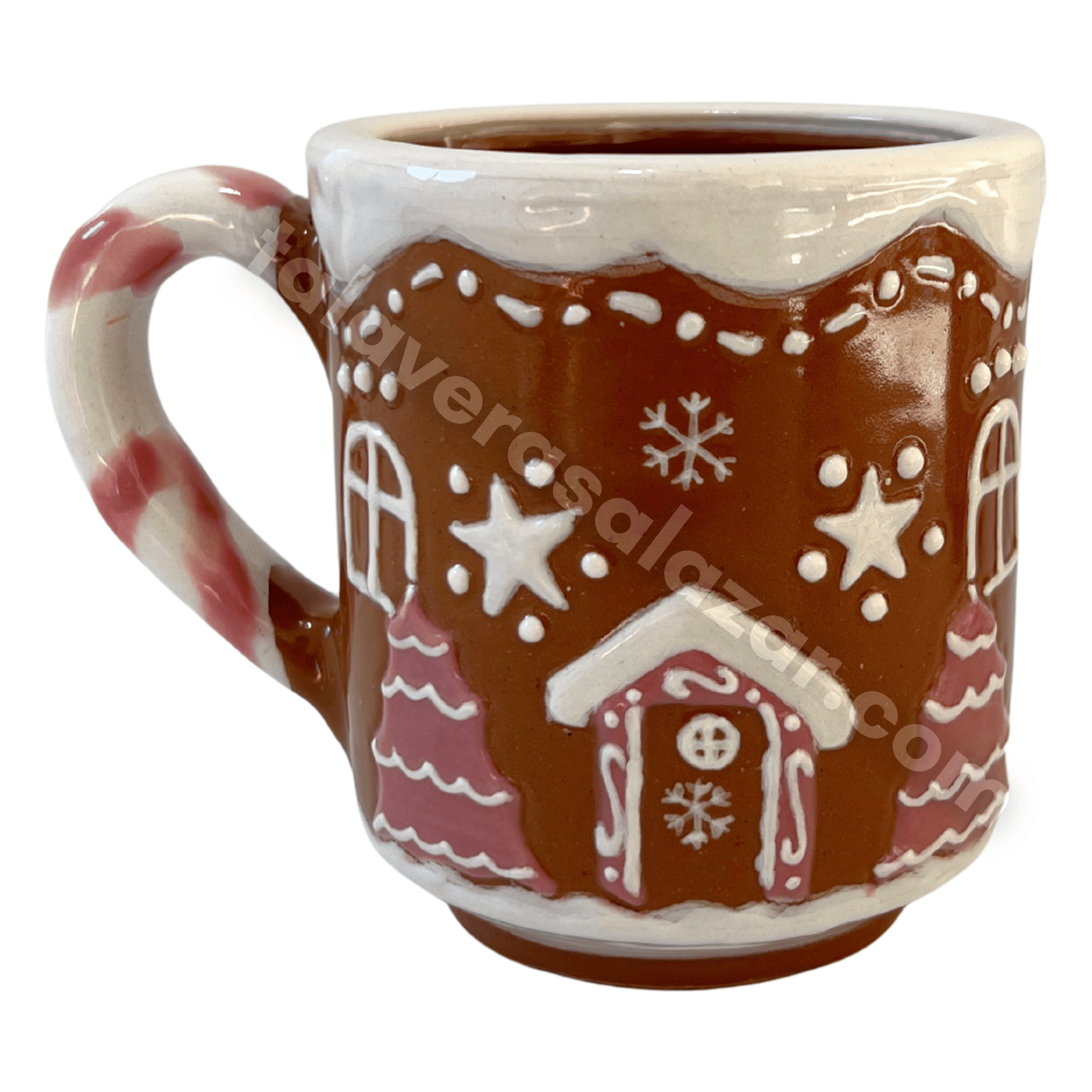 TAZA RECTA GALLETA DE JENGIBRE CON ASA BASTÓN ROSA