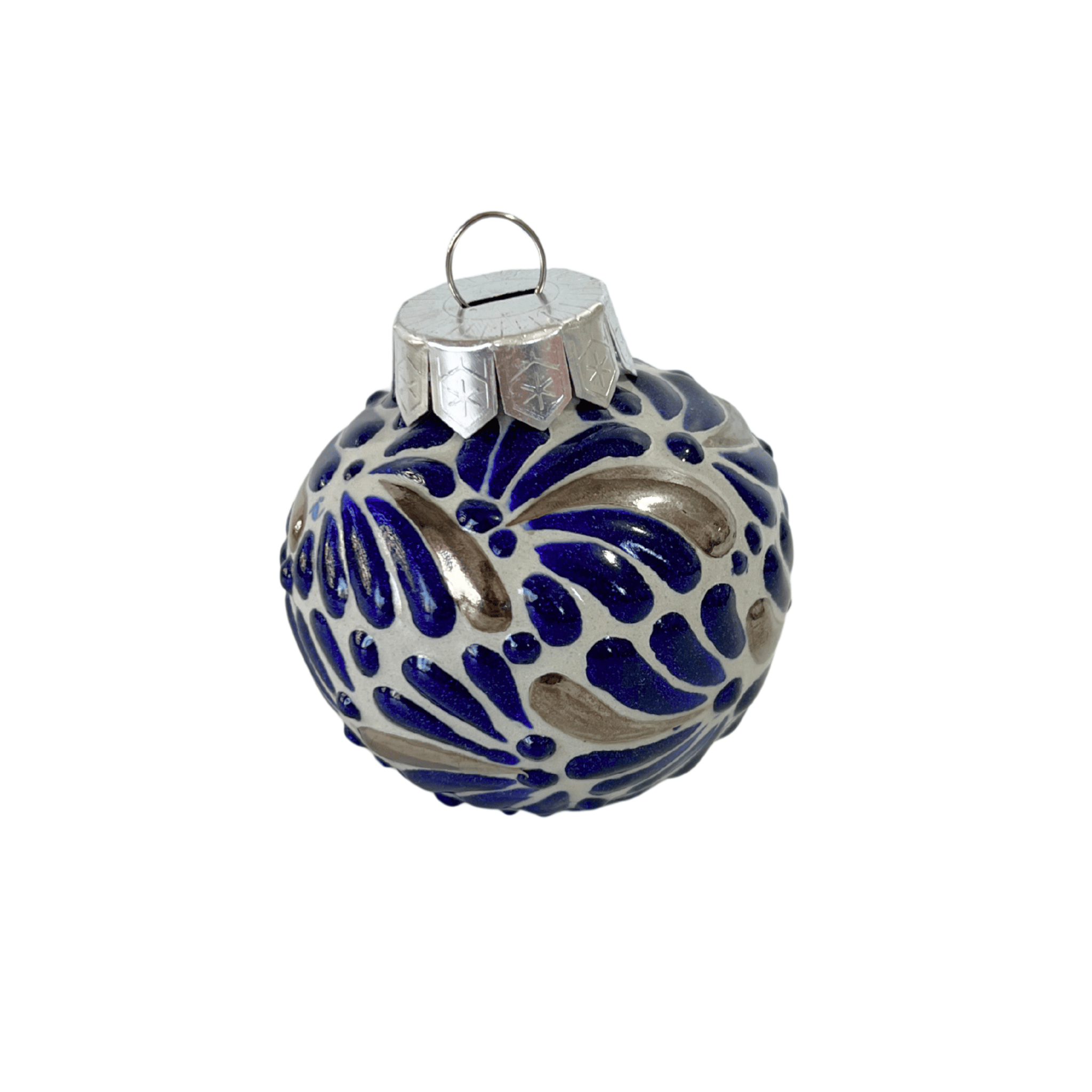 ESFERA NAVIDEÑA MIK AZUL COBALTO DESTELLOS DE PLATA
