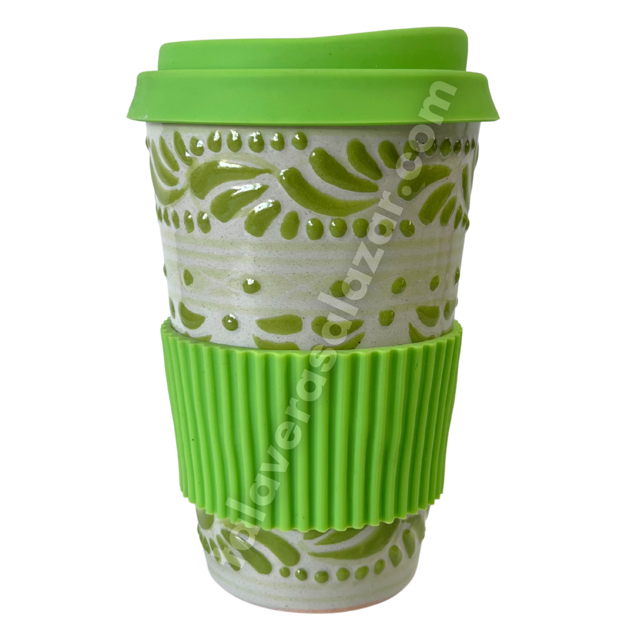 TERMO 15 CM SIN ASA FONDO TRADICIONAL CENEFA VERDE LIMON