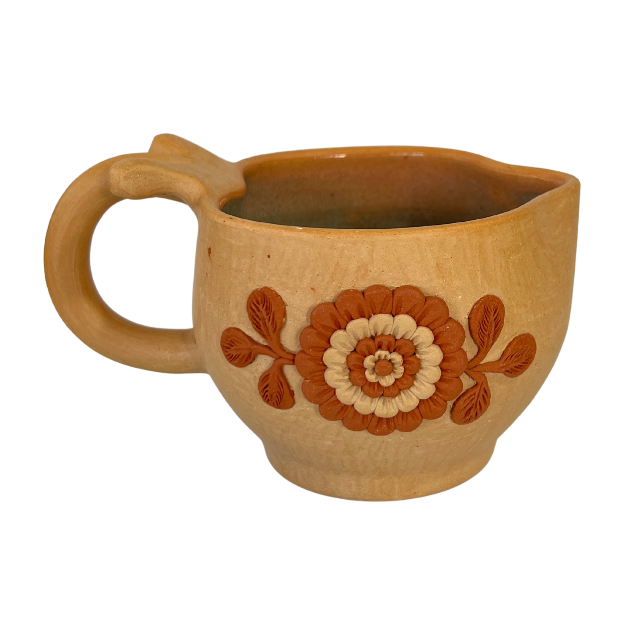 TAZA CORAZON BARRO BLANCO Y ROJO