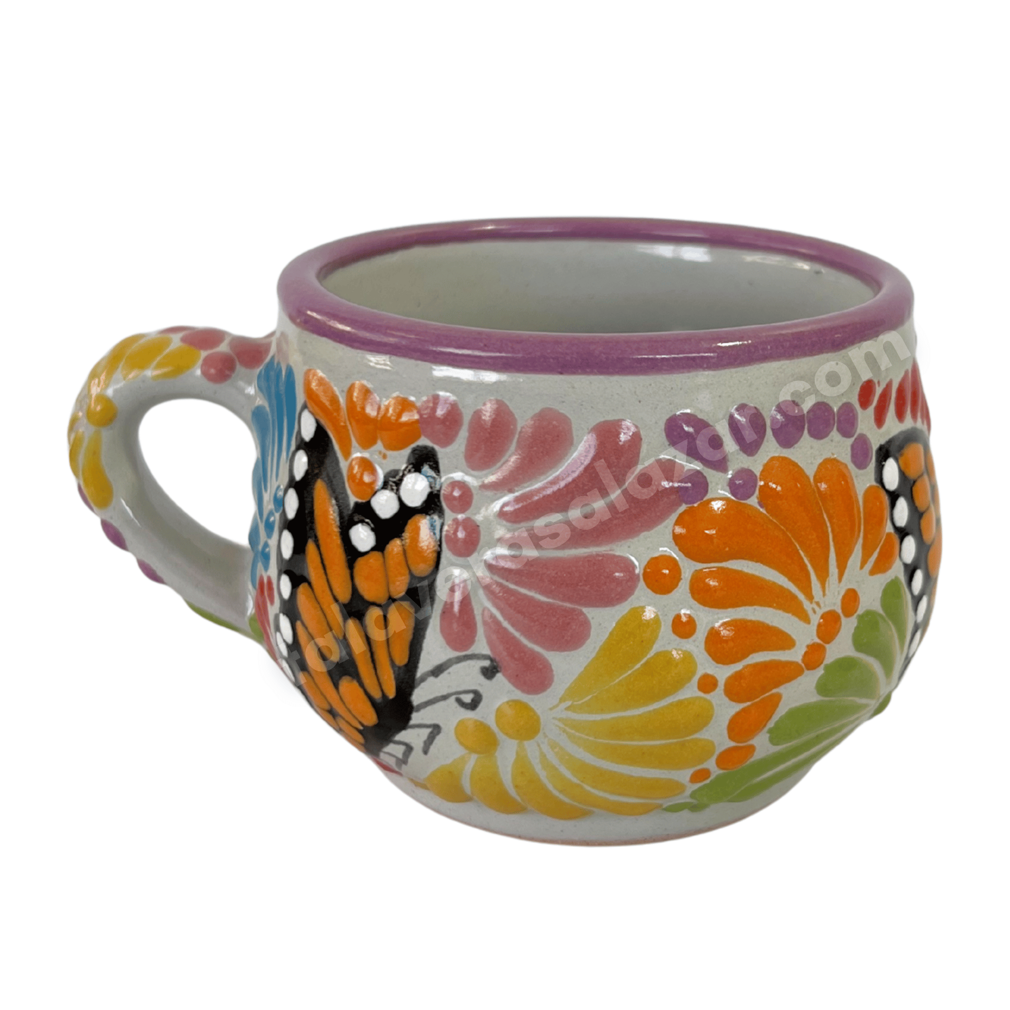 TAZA CHOCOLATERA MEDIANA FONDO TRADICIONAL MIK MULTICOLOR MARIPOSAS