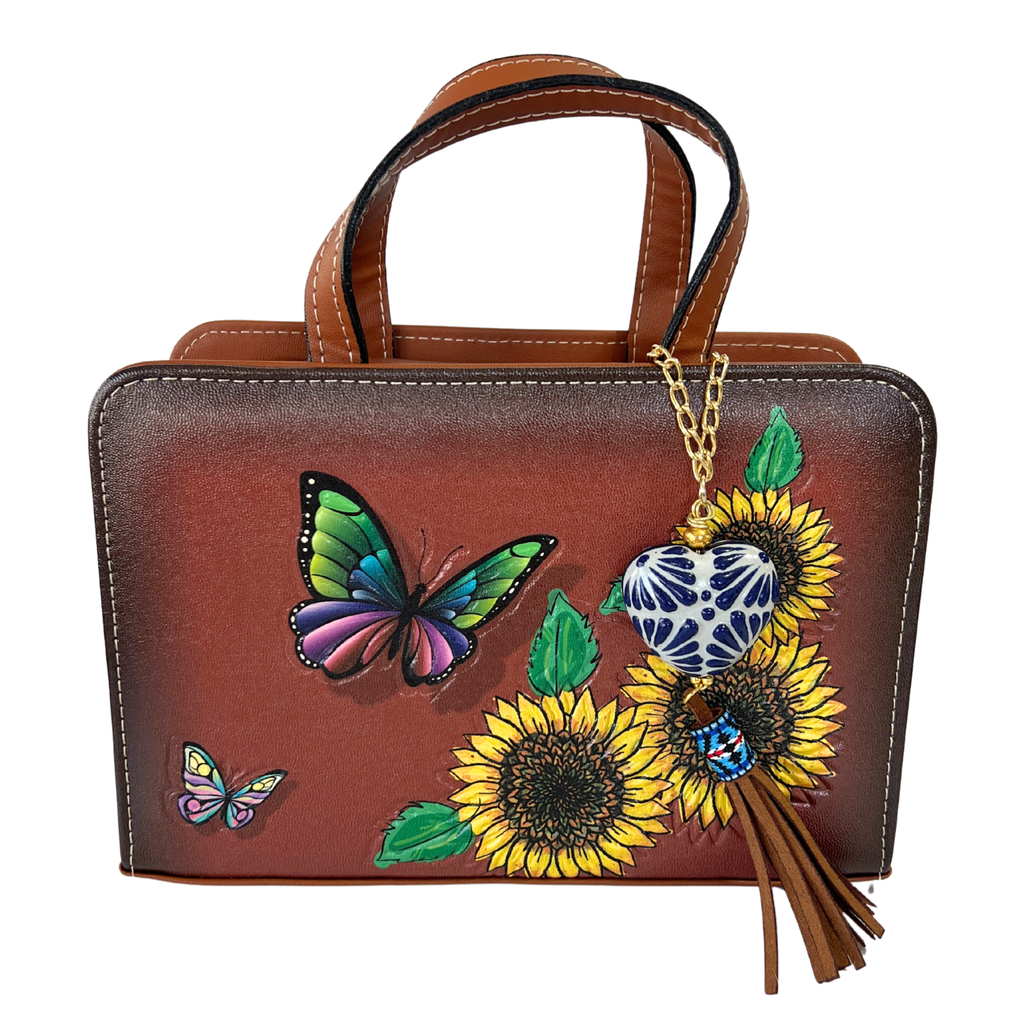BOLSA GIRASOL Y MARIPOSA ARTESANAL
