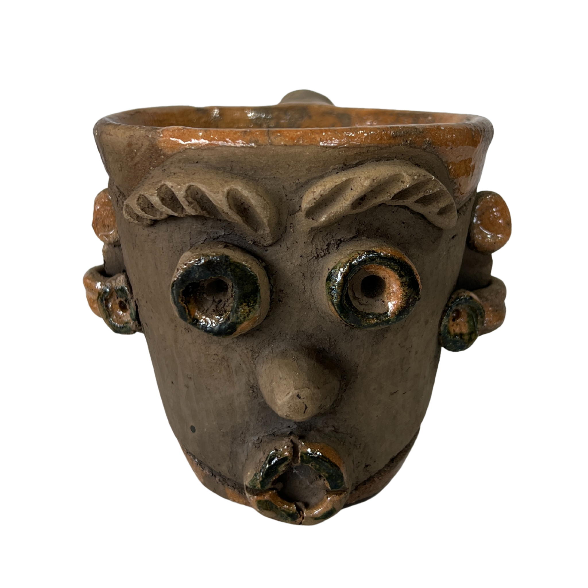 TAZA BARRO AHUMADO CEJAS LEVANTADAS